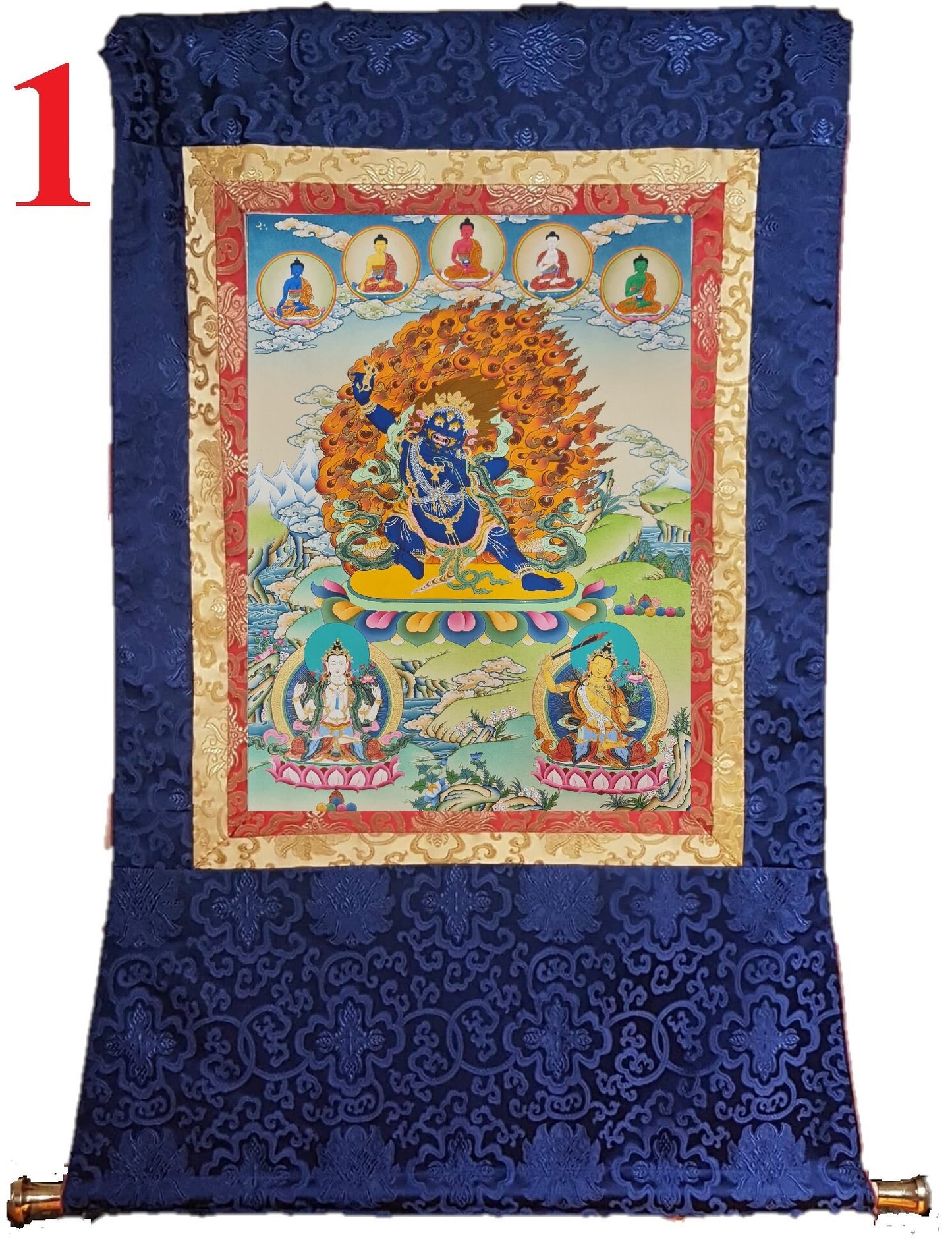 50. Vajrapani Thangka (Thanka). Free Brocade / Free Shipping.