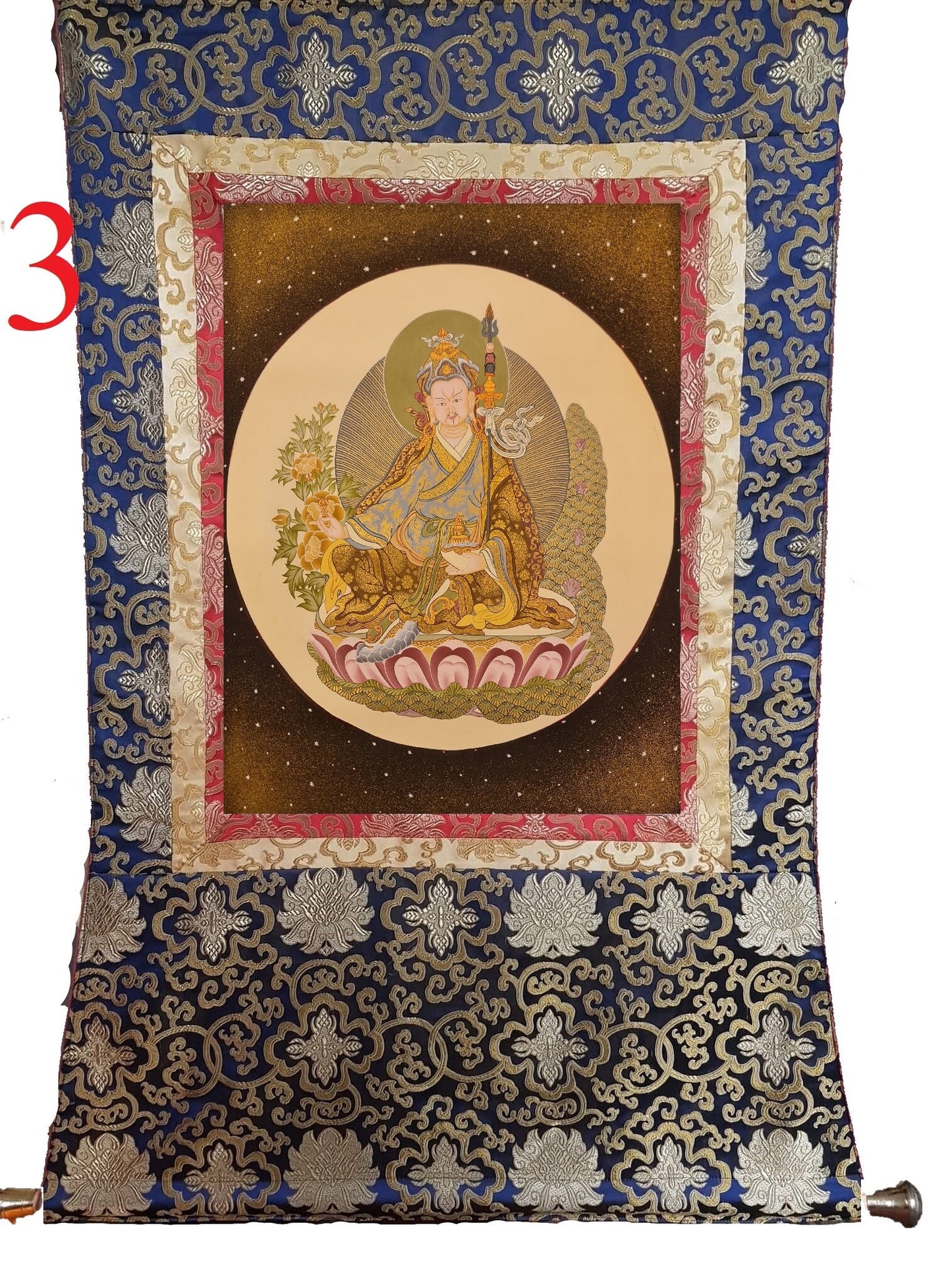 61. Guru Rinpoche Padmasambhava Thanka (Thangka). Free Brocade / Free Shipping.