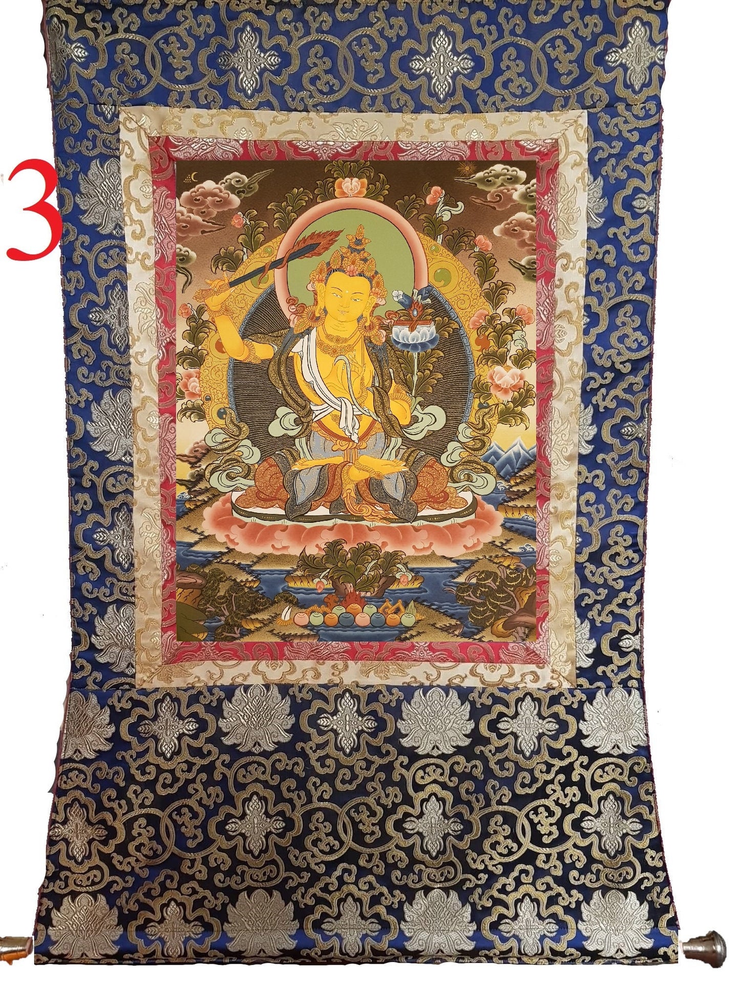 79. Manjushree (Manjushri) Thangka (Thanka). Free Brocade / Free Shipping.