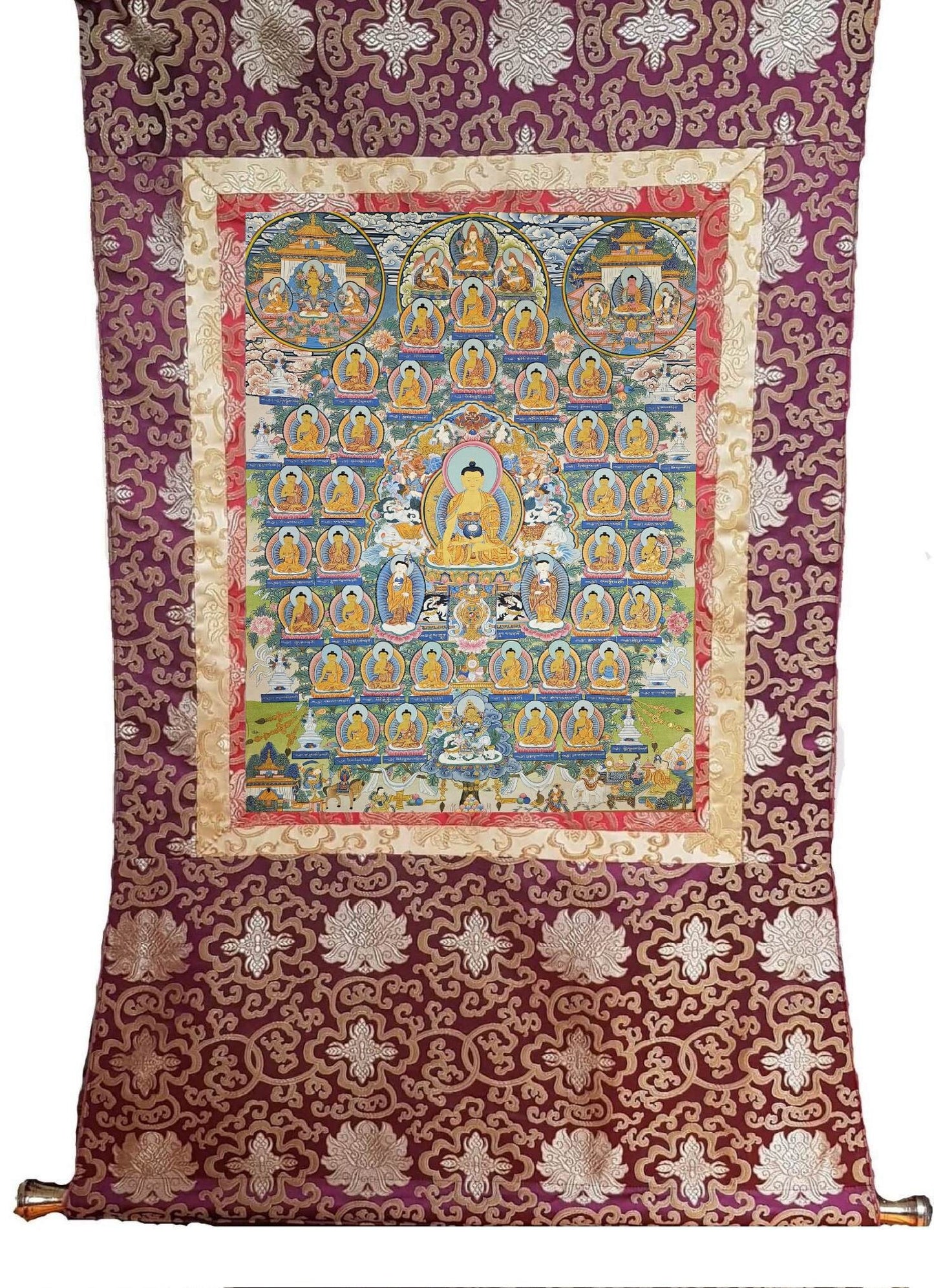 318. 35 Buddha Thangka (Thanka). Free Brocade / Free Shipping.