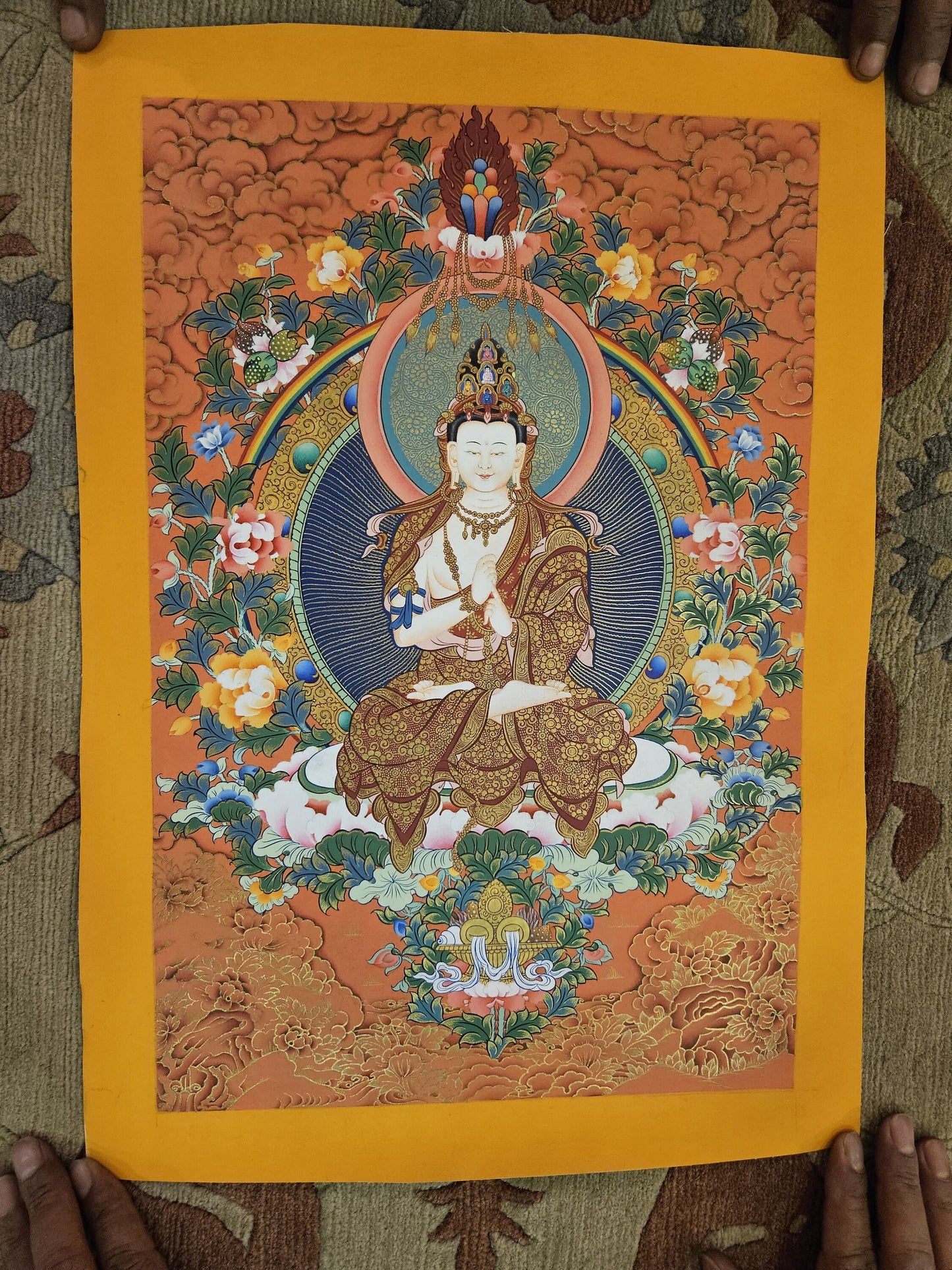 340. High Quality Vairocana Buddha Japanese Style Art Thangka (Thanka). Free Shipping / Free Brocade.