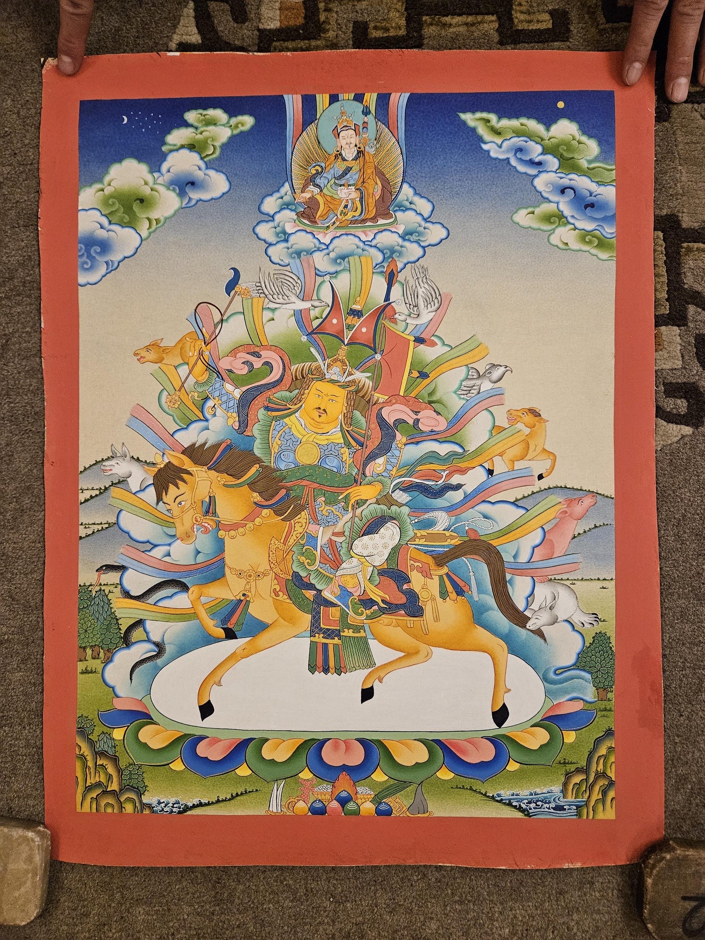 322. King Gesar Thangka (Thanka). Free Brocade / Free Shipping.