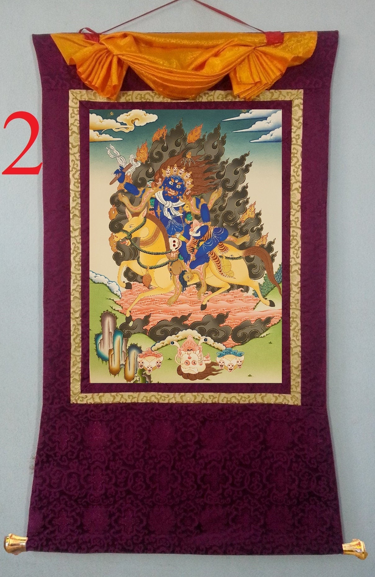 100. PALDEN LHAMO Thangka (Thanka). Free Brocade / Free Shipping.