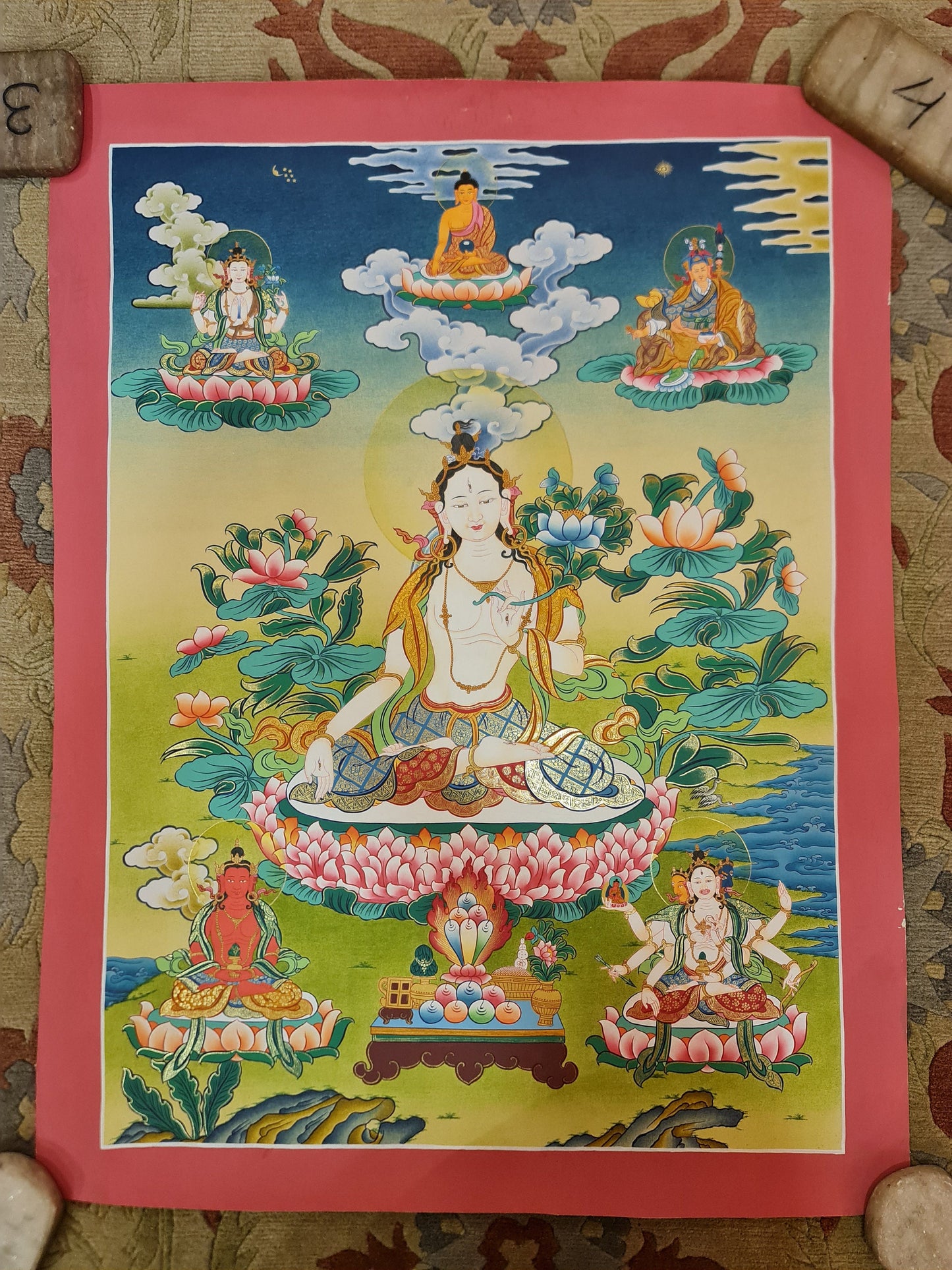255. White Tara Thangka (Thanka). Free Brocade / Free Shipping.
