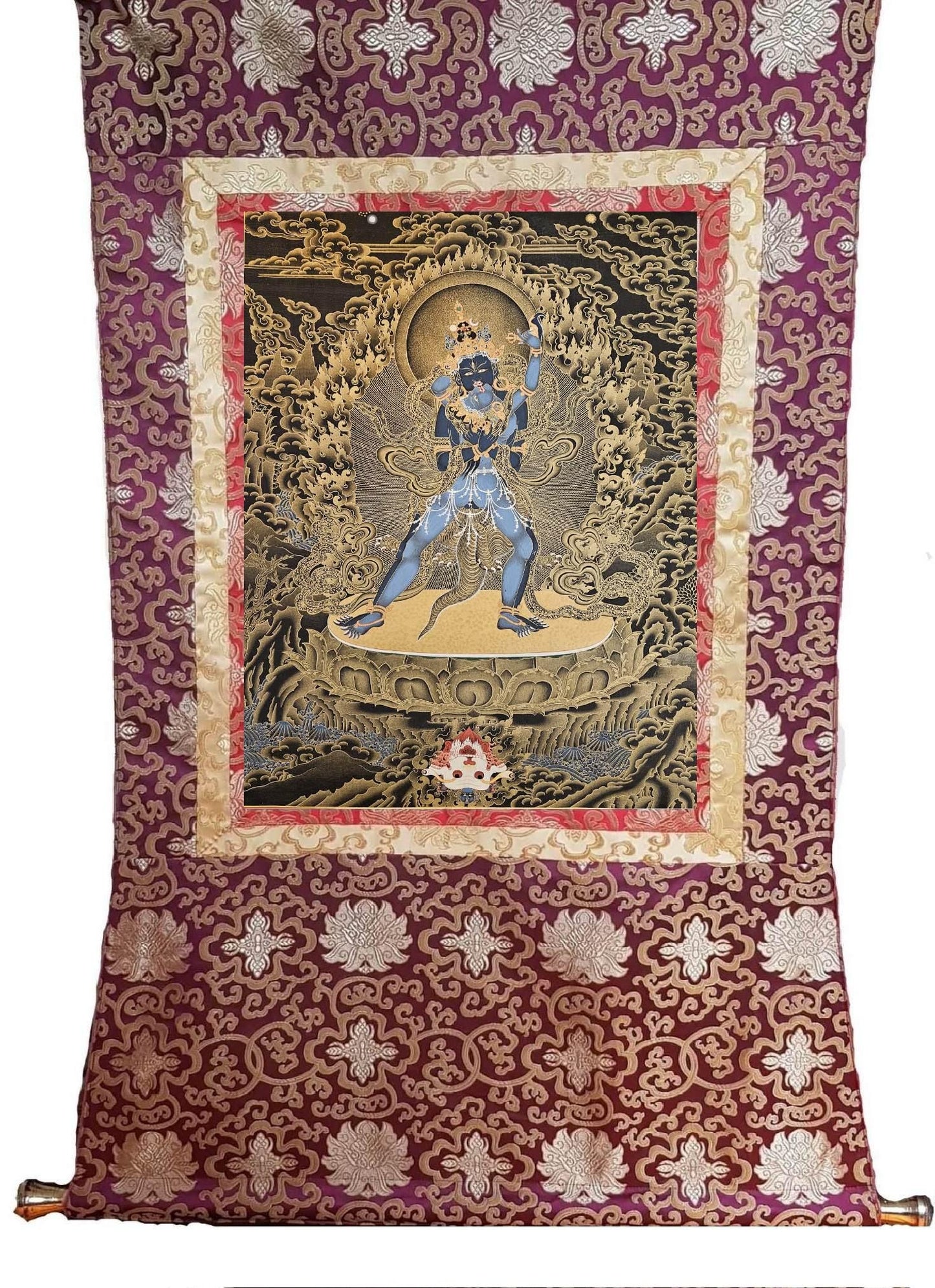 240. Two-Armed Heruka Chakrasamvara with Consort Thangka (Thanka). Free Brocade / Free Shipping.