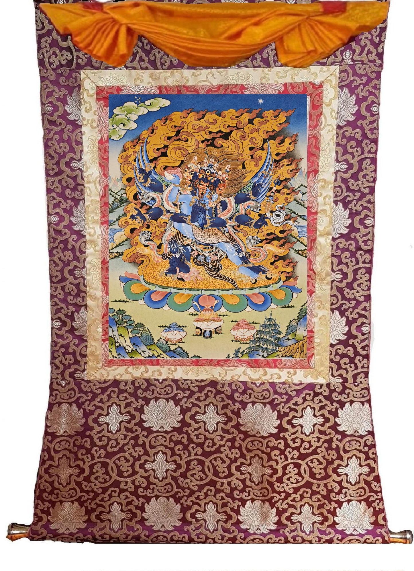 130. Vajra Kilaya (Dorje Phurba) Thanka (Thangka). Free Brocade / Free Shipping.