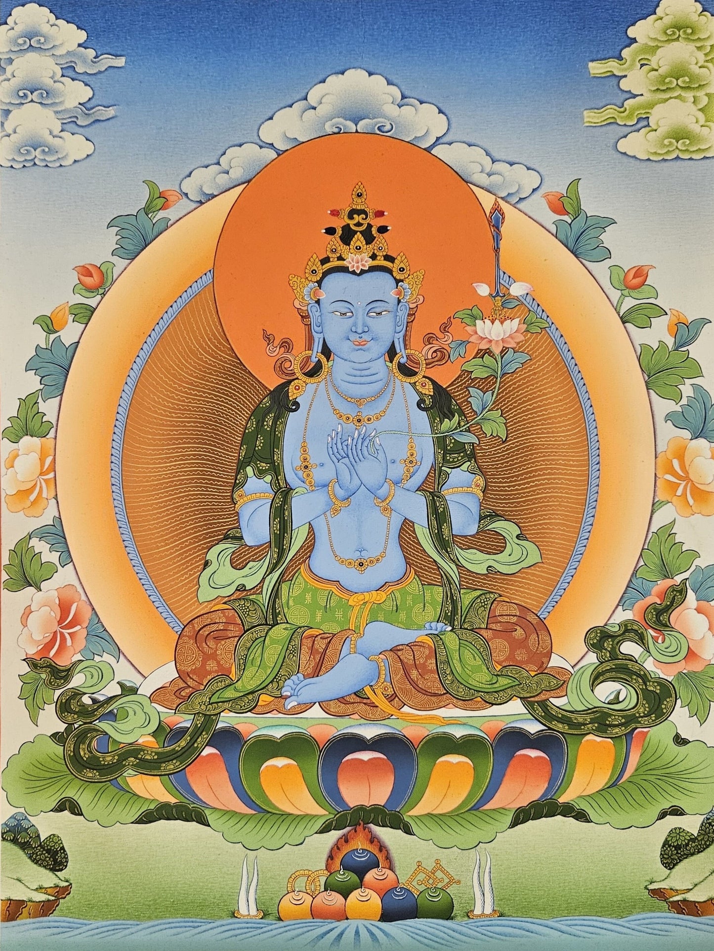 243. Akasagarbha Namkhai Nyingpo Thangka (Thanka). Free Brocade / Free Shipping.