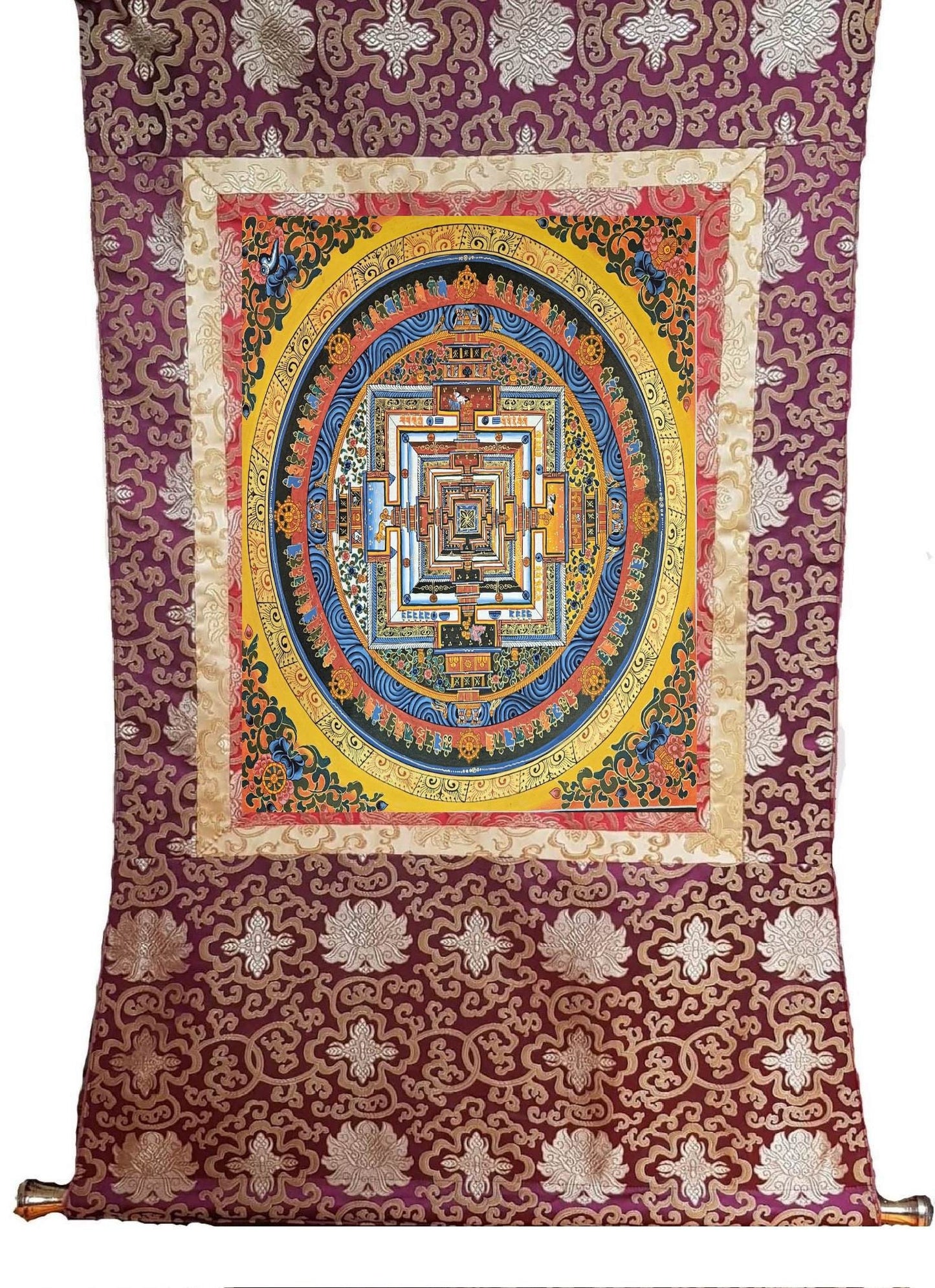 345. Kalachakra Mandala Thangka (Thanka). Free Brocade / Free Shipping.