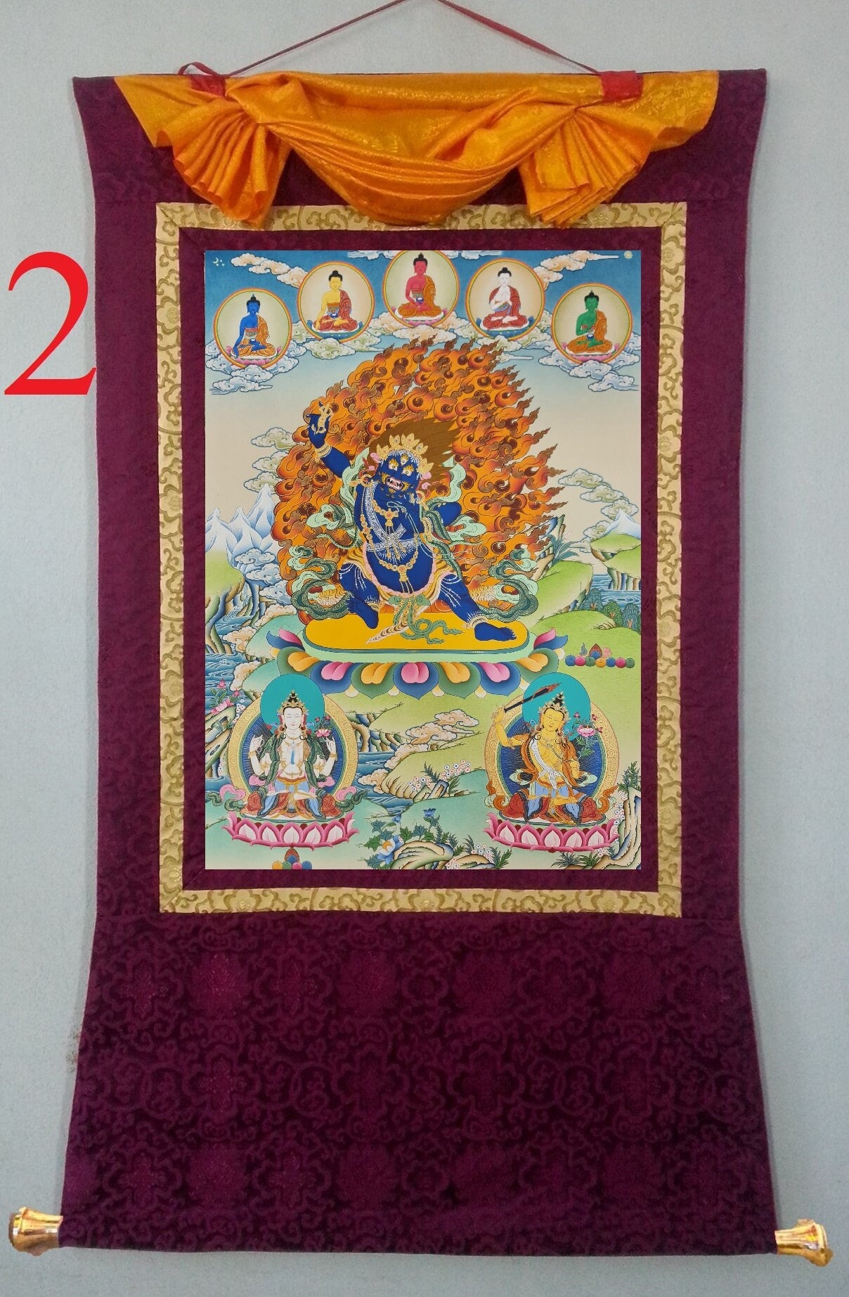 50. Vajrapani Thangka (Thanka). Free Brocade / Free Shipping.