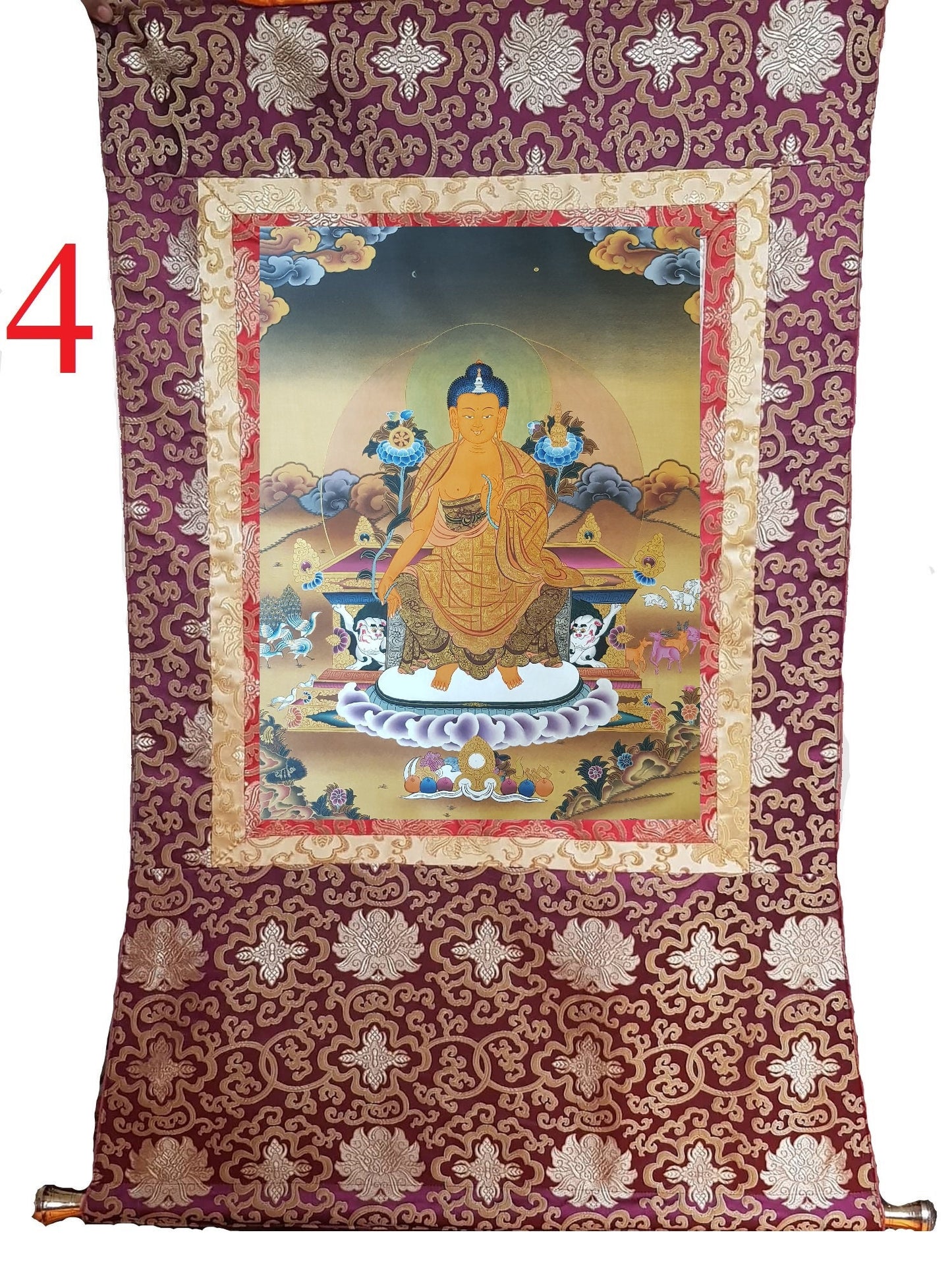 77. Maitreya (Metteyya) Buddha Thangka (Thanka). Free Brocade / Free Shipping.
