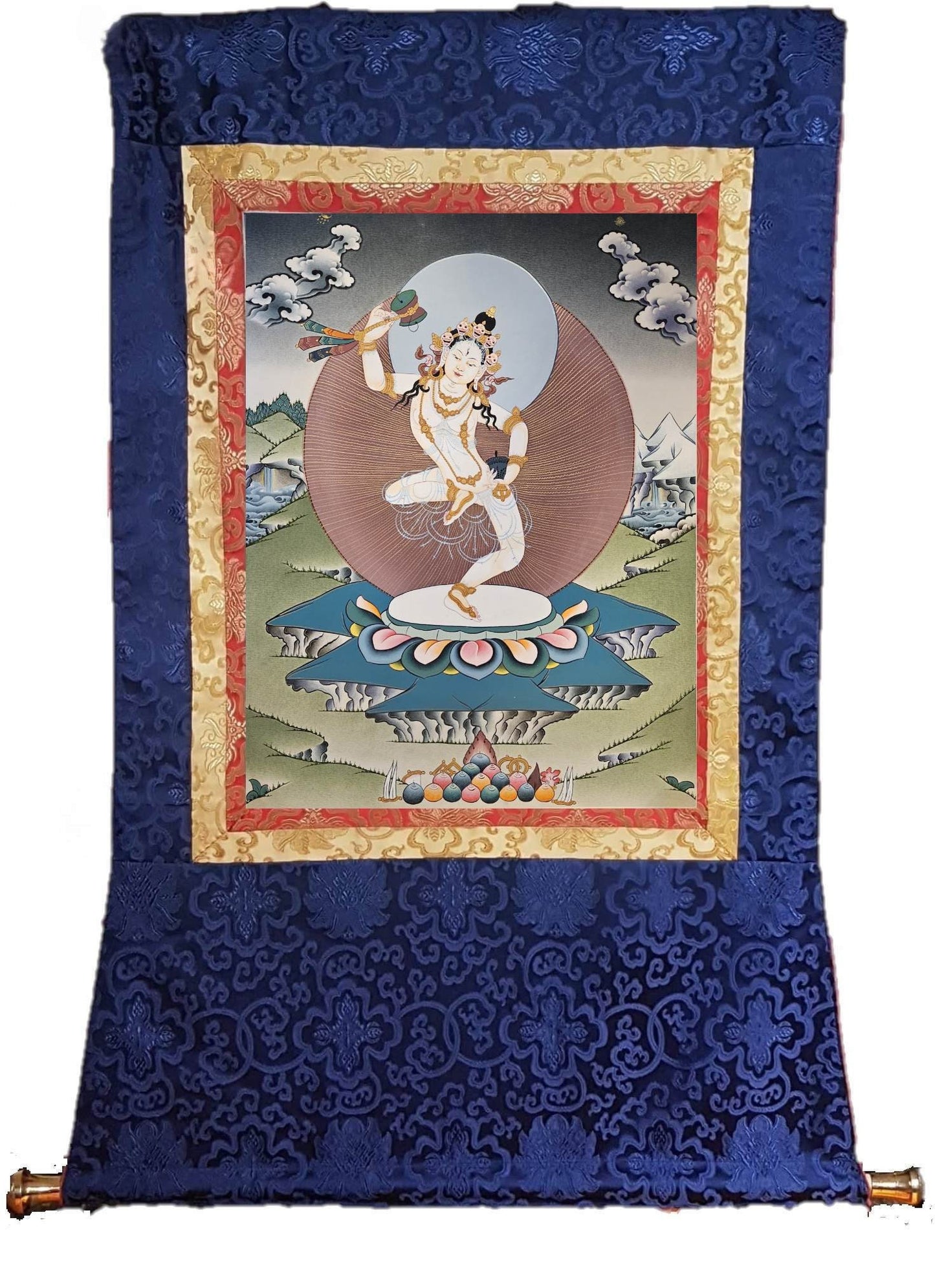 110. Machig Labdron for Chod Practice Thangka (Thanka). Free Brocade / Free Shipping.