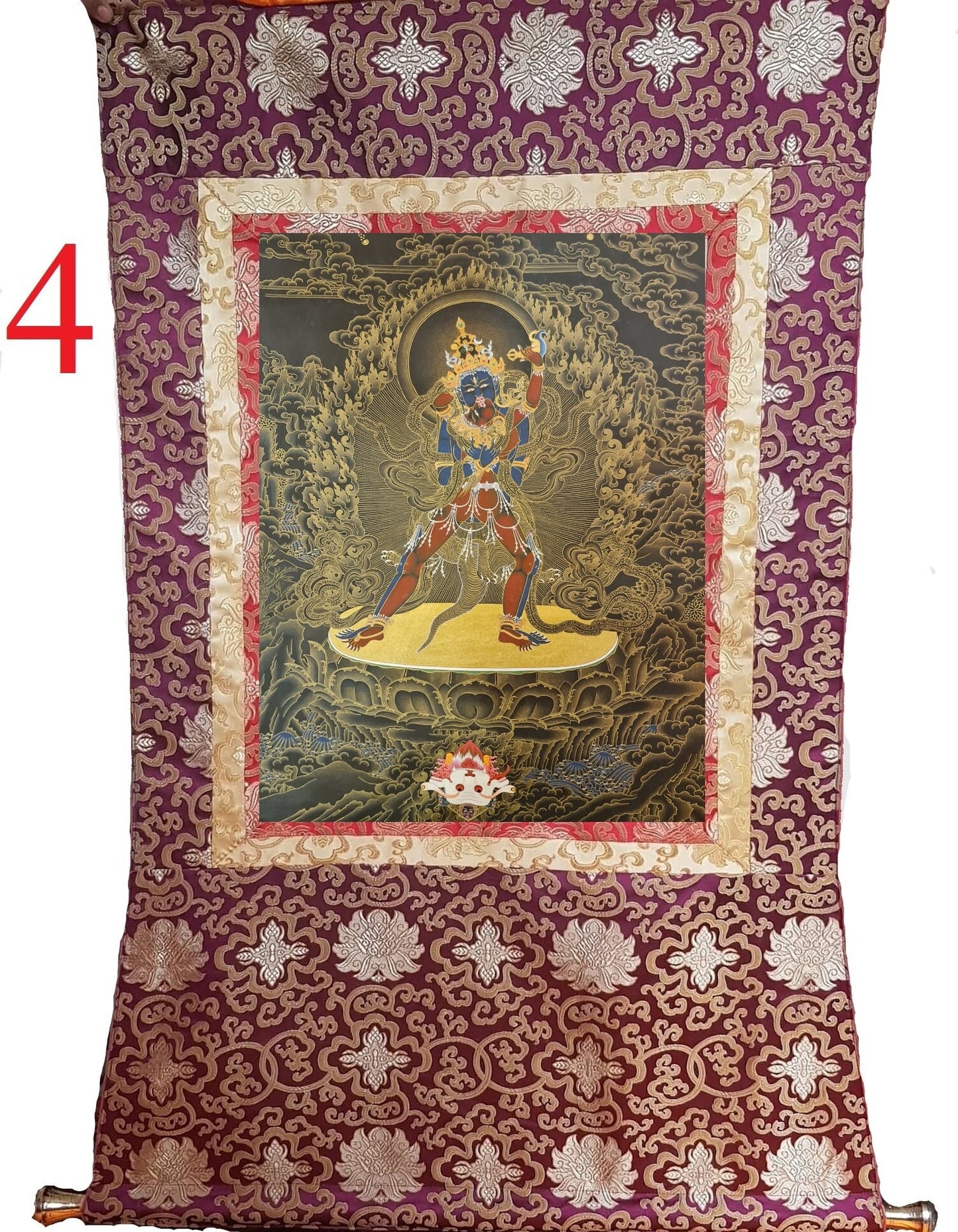 274. Two-Armed Heruka Chakrasamvara with Consort Thangka (Thanka). Free Brocade / Free Shipping.