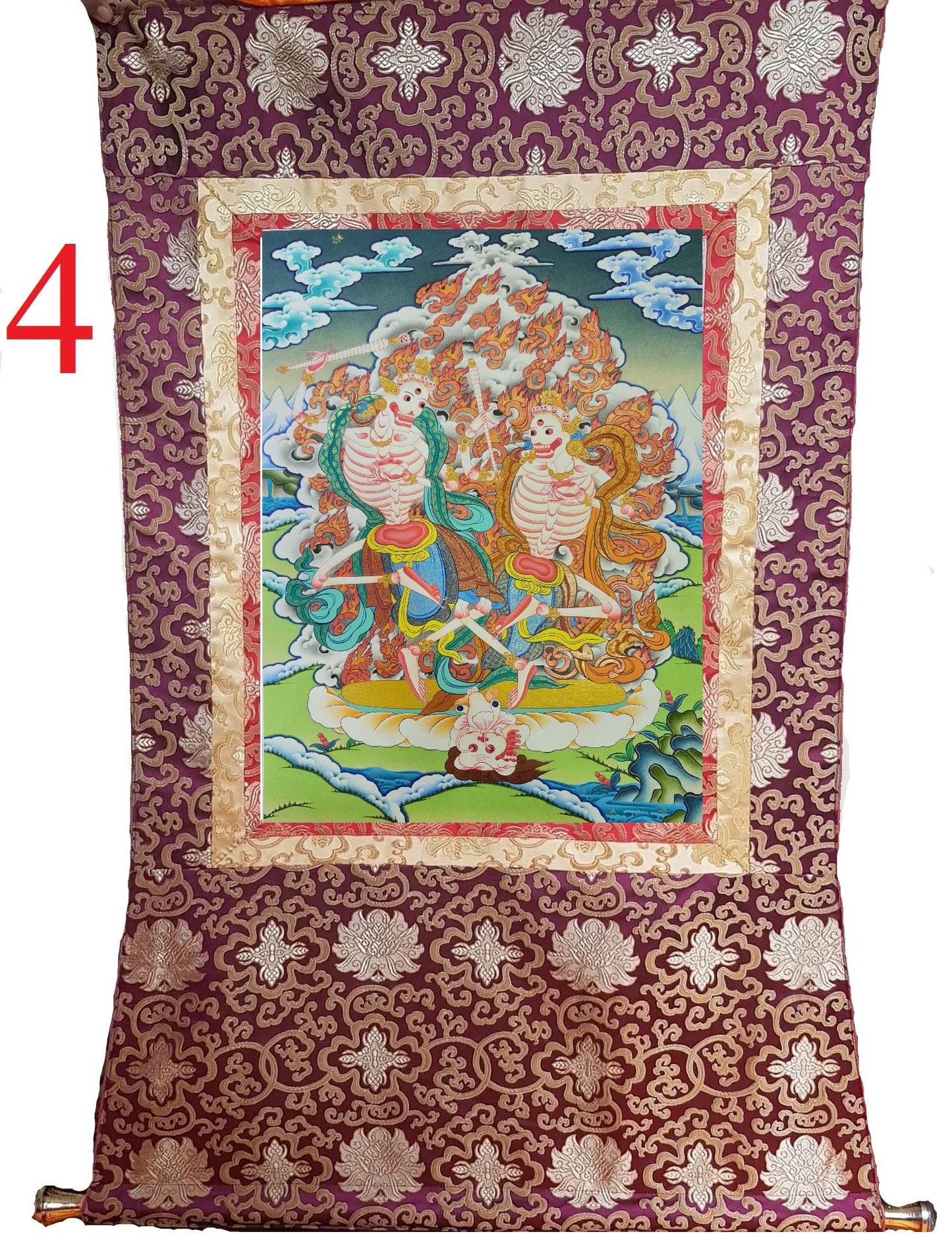 43. Shmashana Adhipati (Chitipati) Thangka (Thanka). Free Brocade / Free Shipping.