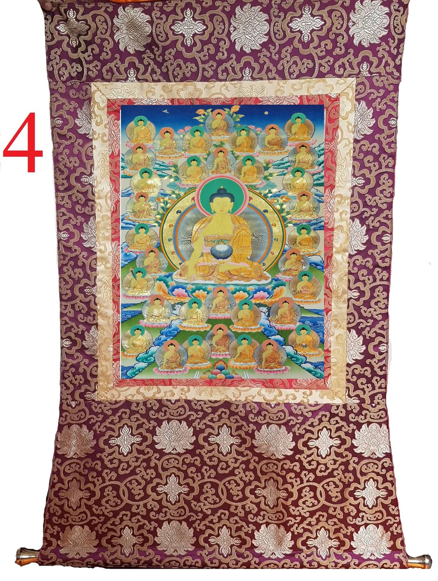 183. 35 Buddha Thangka (Thanka). Free Brocade / Free Shipping.