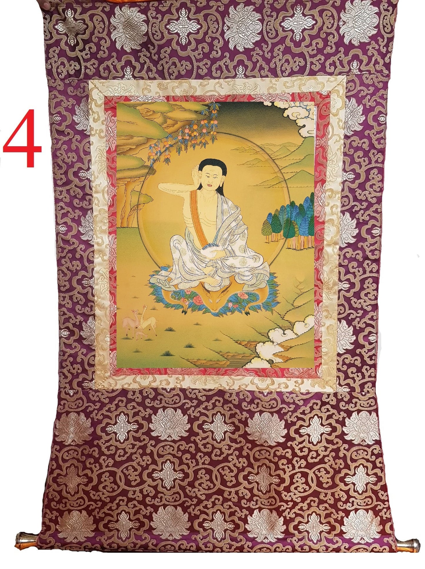 97. Milarepa Thangka (Thanka). Free Brocade / Free Shipping.