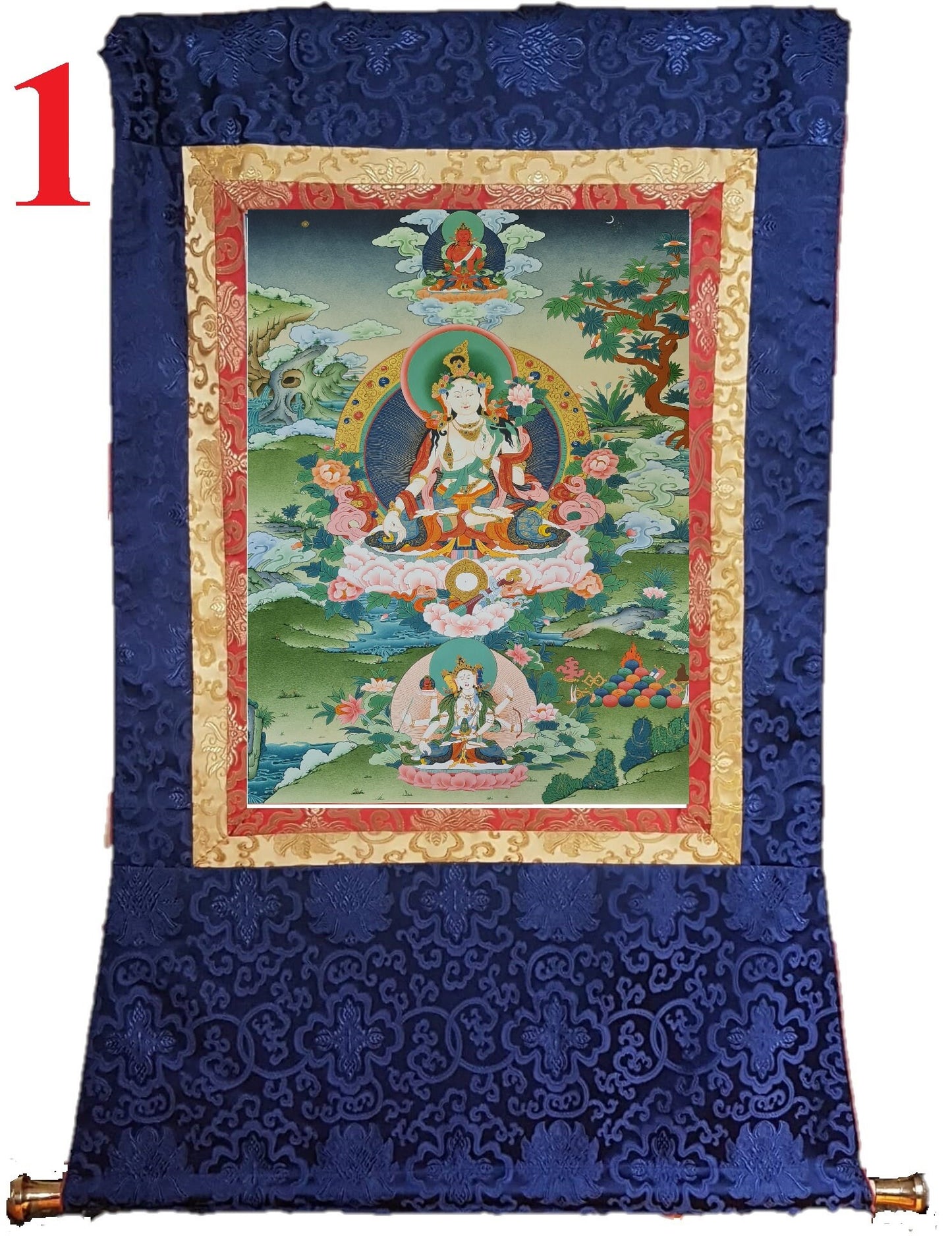 187. White Tara Thangka (Thanka). Free Brocade / Free Shipping.