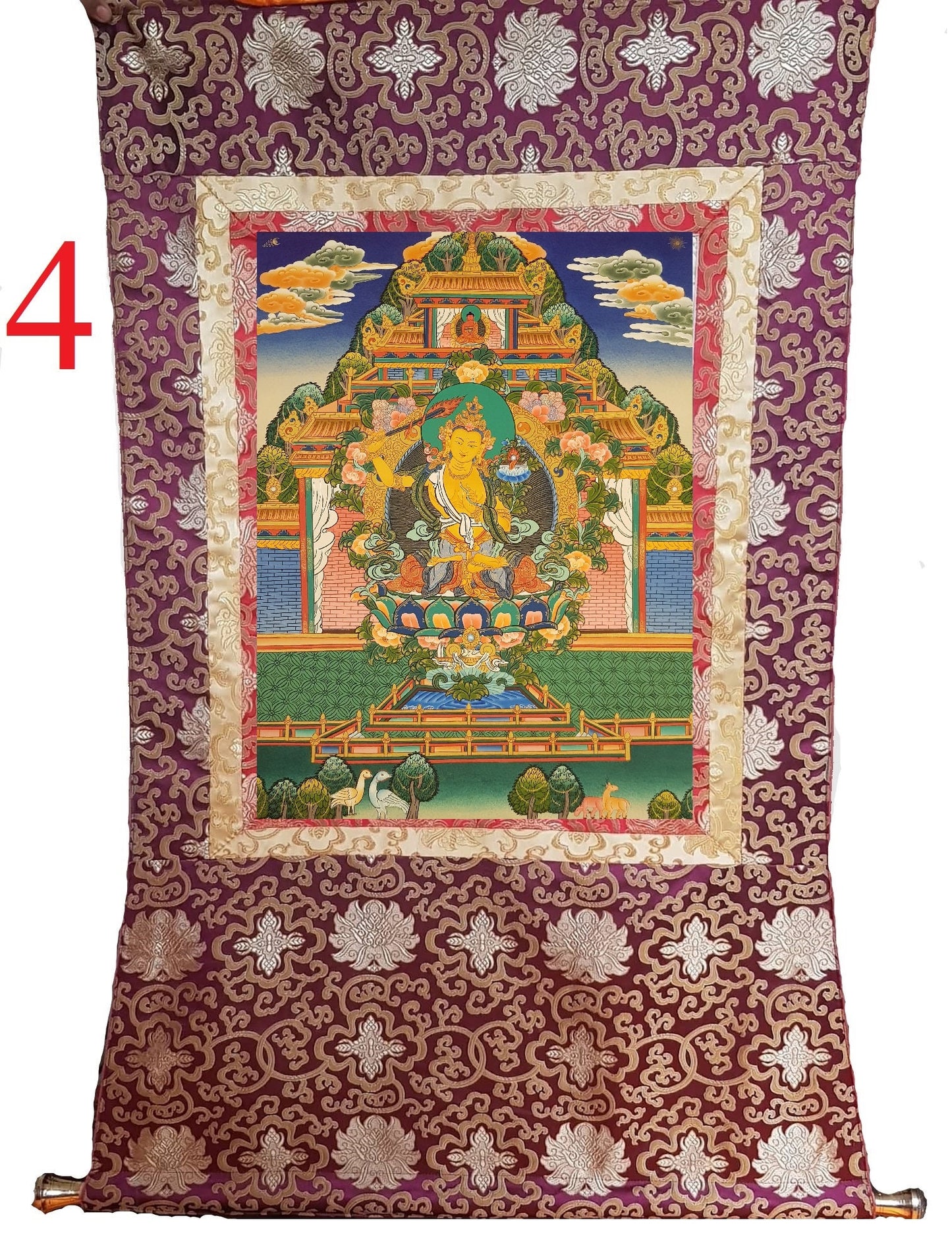 80. Manjushree (Manjushri) Thangka (Thanka). Free Brocade / Free Shipping.