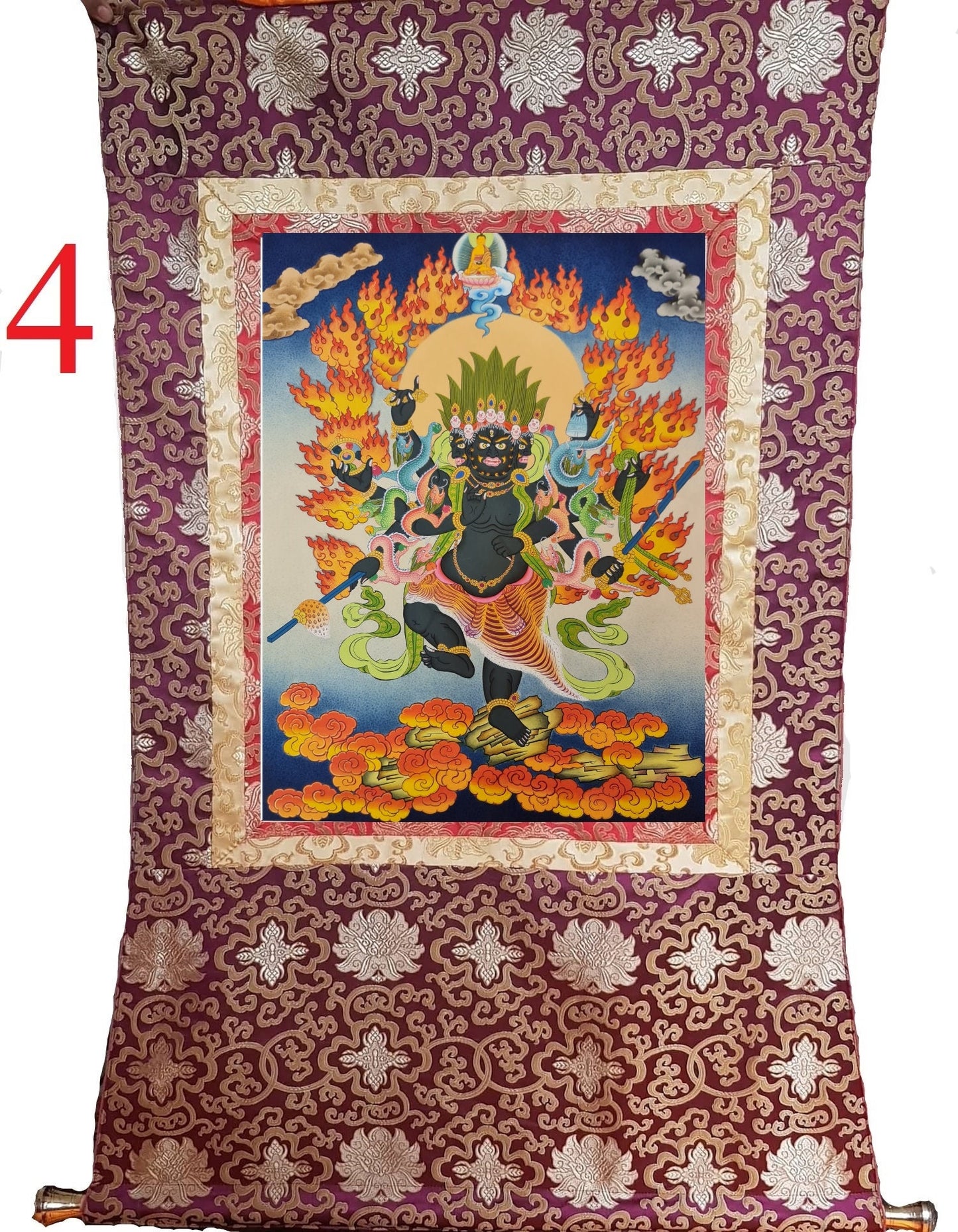 277. Aakash Bhairav Thanka (Thangka). Free Brocade / Free Shipping.