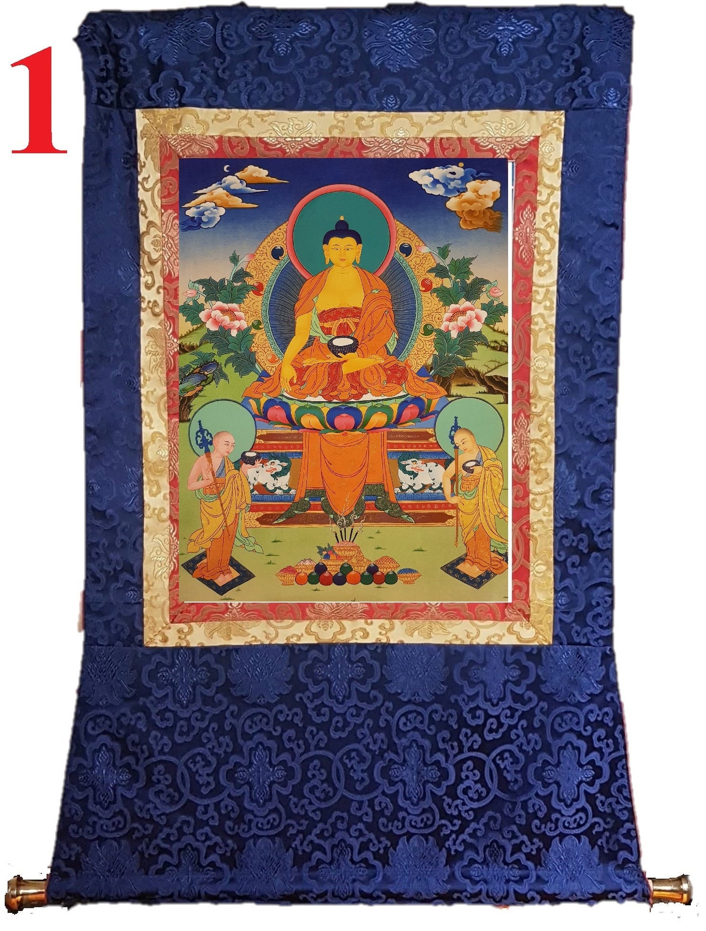 111. Shakyamuni Buddha Thangka (Thanka). Free Brocade / Free Shipping.