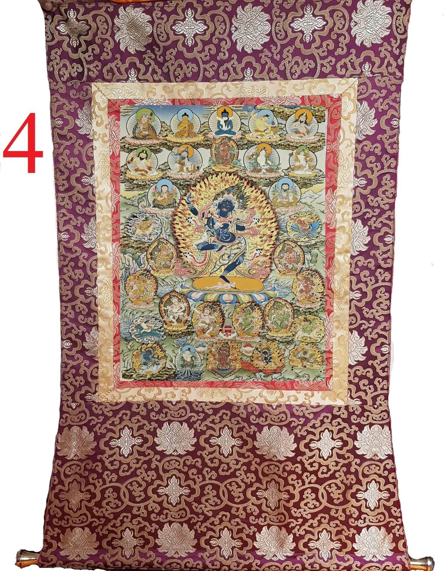 241. Troma Nagmo (Krodh Kali), the Black Wrathful Mother Thangka (Thanka). Free Brocade / Free Shipping.
