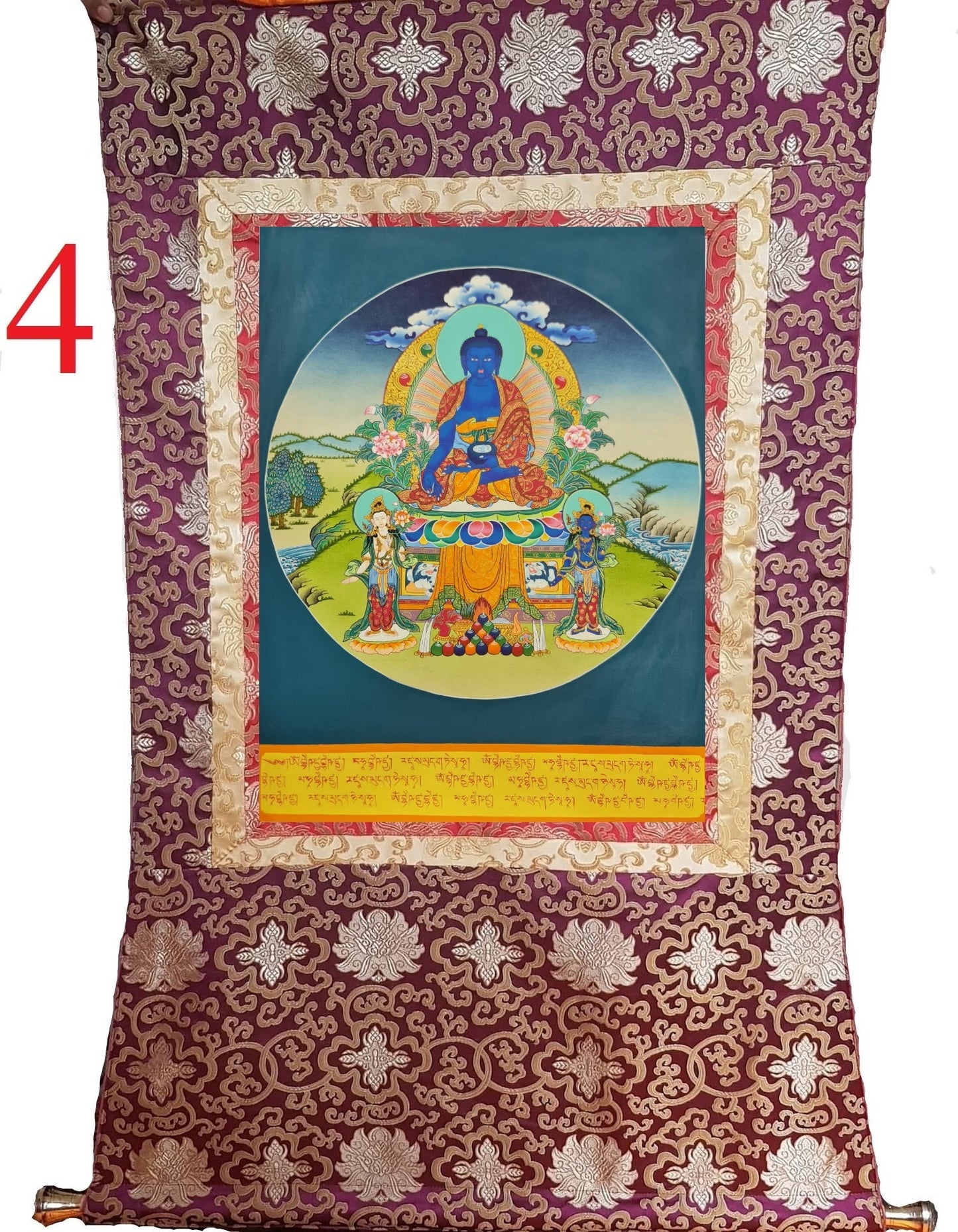 302. Medicine Buddha Thanka (Thangka). Free Brocade / Free Shipping.