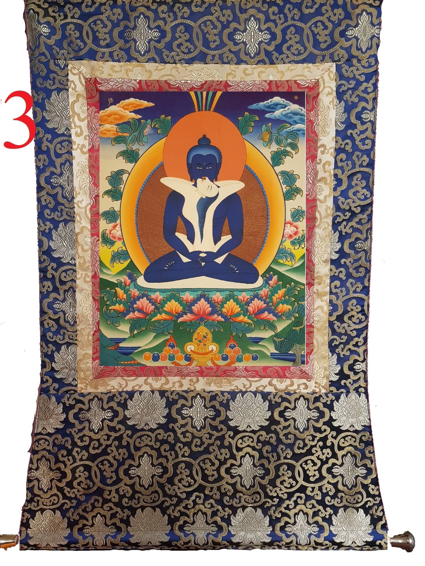 107. Samantabhadra Thangka (Thanka). Free Brocade / Free Shipping.