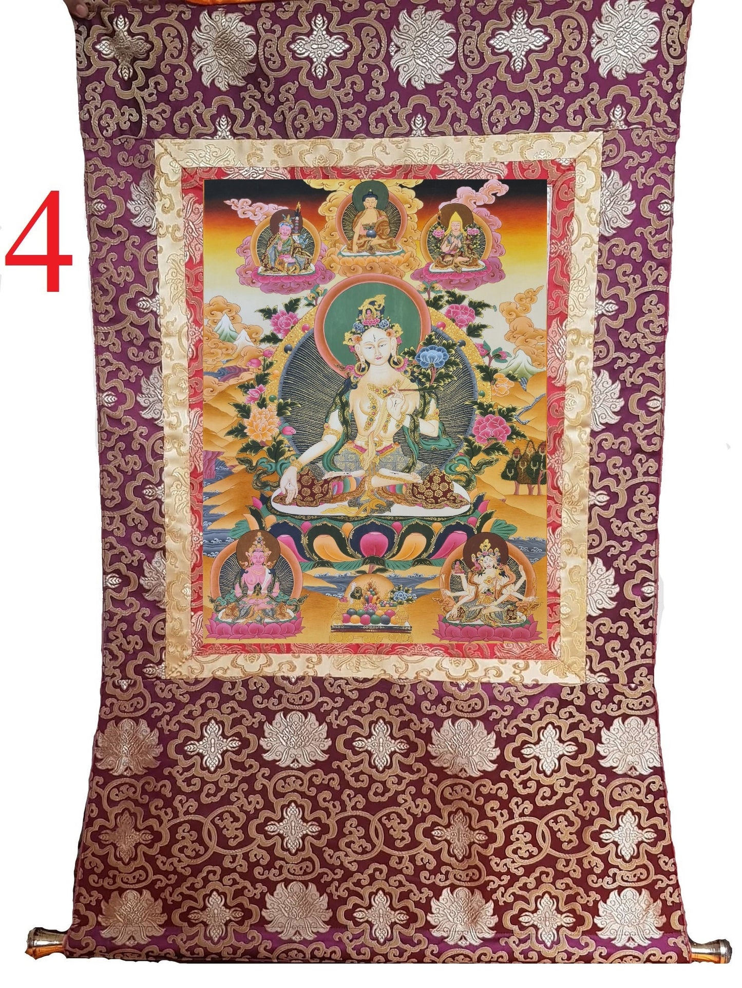 178. White Tara Thangka (Thanka). Free Brocade / Free Shipping.