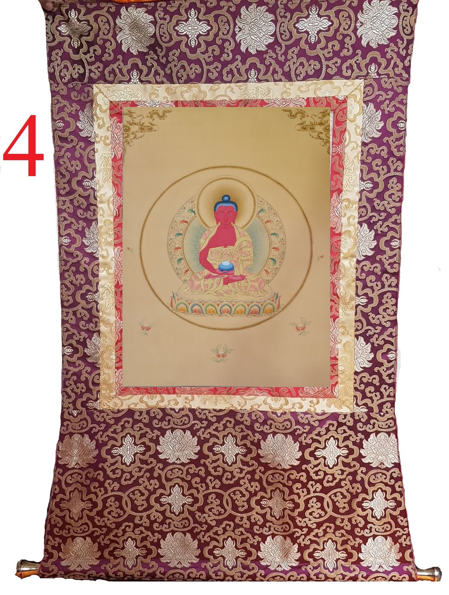 190. Amitabha Buddha Thangka (Thanka). Free Brocade / Free Shipping.