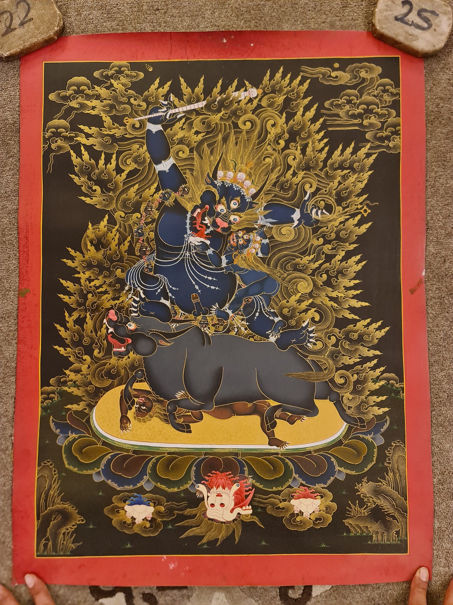 237. Kalarupa Yamaraja Thangka (Thanka). Free Brocade / Free Shipping.