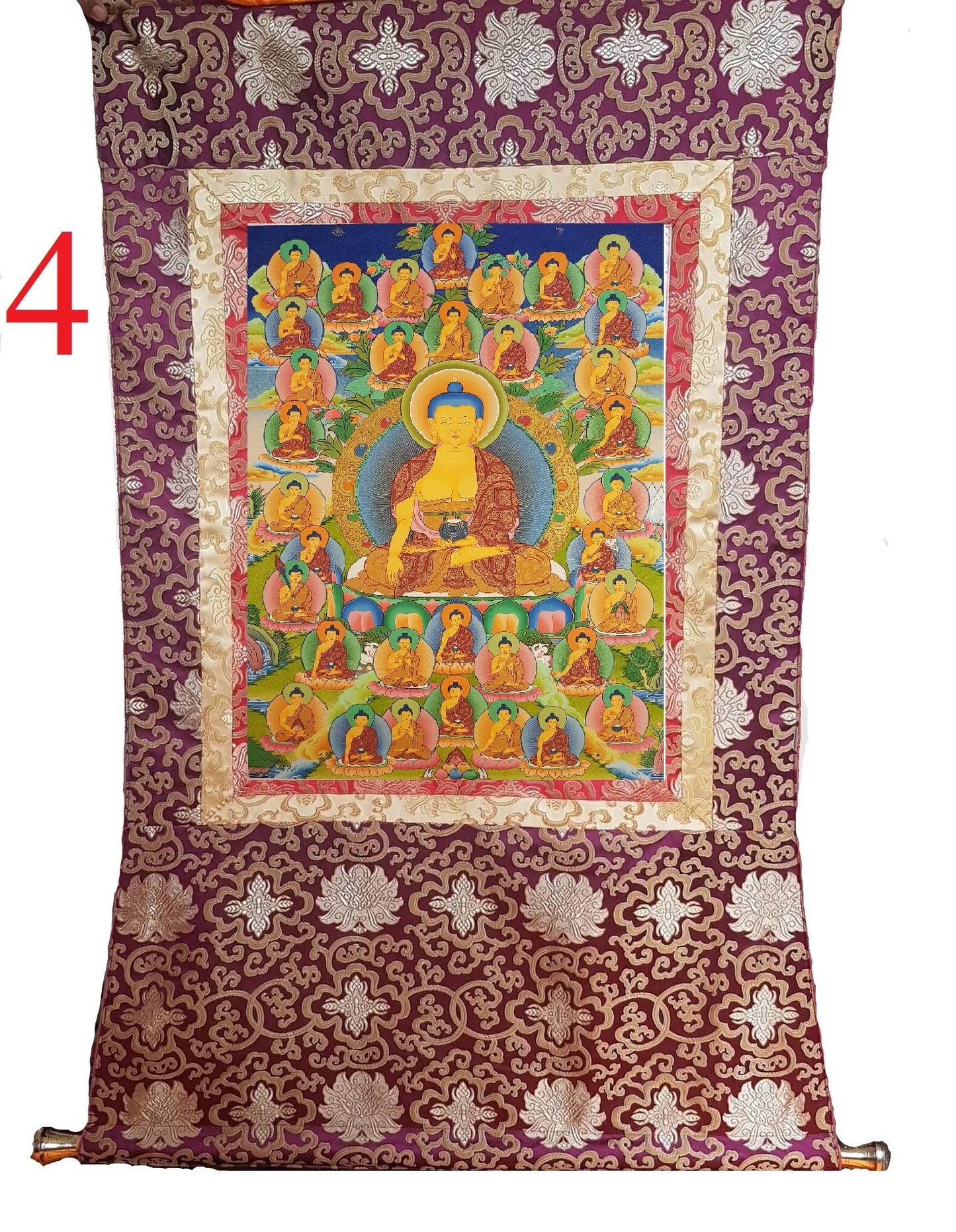 3. 35 Buddha Thangka (Thanka). Free Brocade / Free Shipping.
