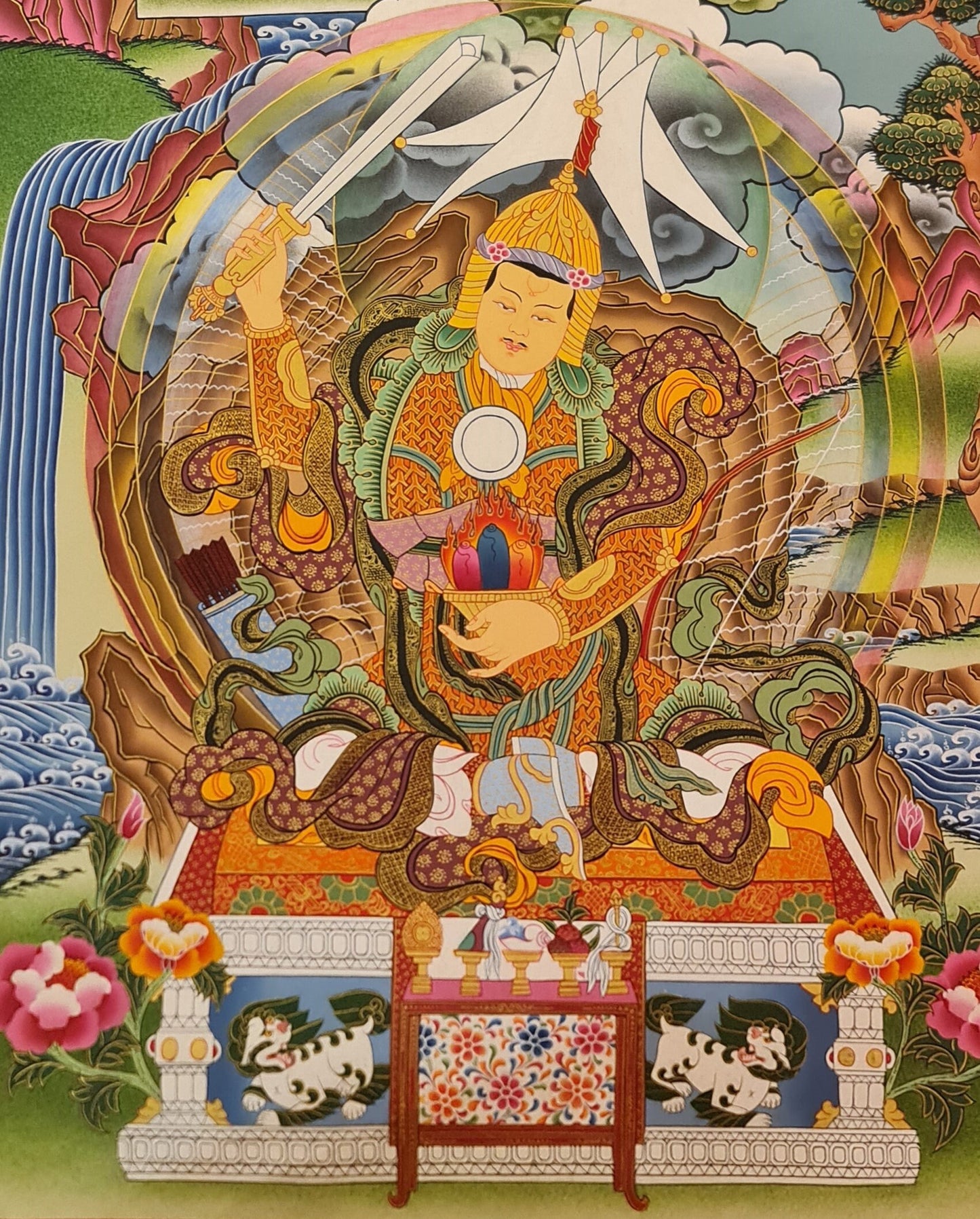 279. Yungdrung Bon Tradition Shenlha Okar Shiwa Okar (Thanka) Thangka. Free Shipping.
