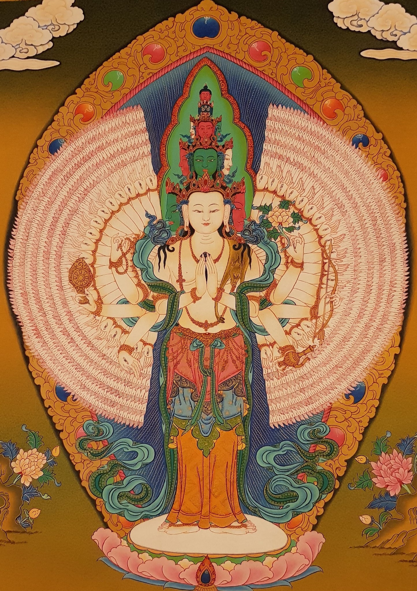 9. 1000 (Thousand) Arm Chenrezig Avalokiteshvara Thangka (Thanka). Free Brocade / Free Shipping.