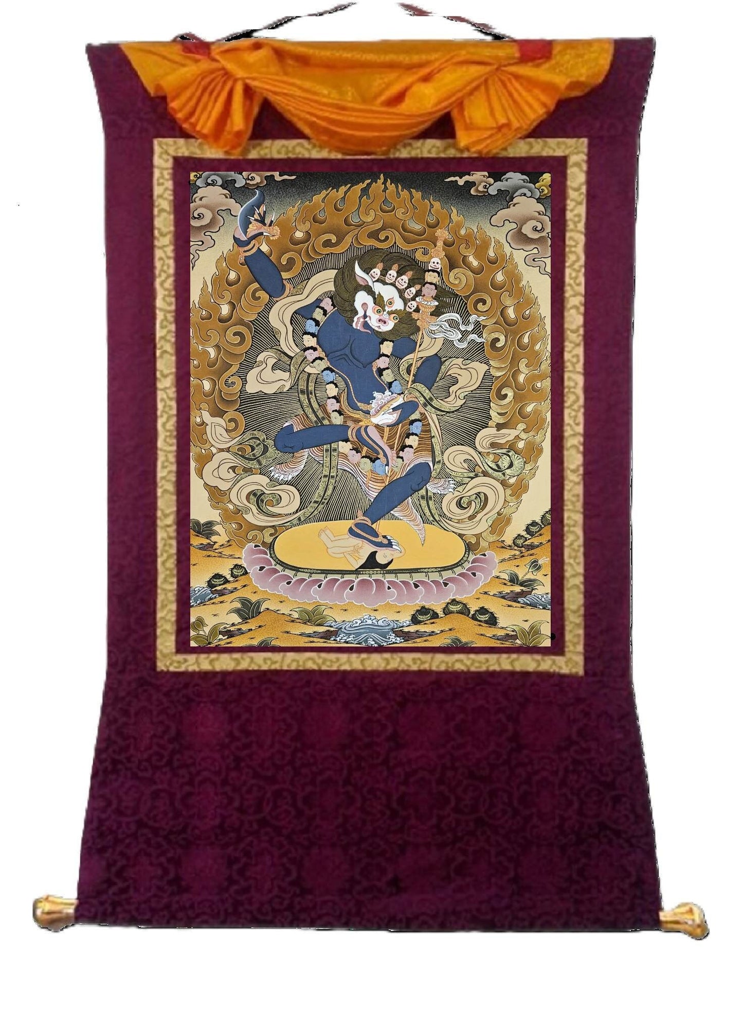 330. Simhamukha Senge Dongma (Lion-faced Dakini) Thanka (Thangka). Free Brocade / Free Shipping.