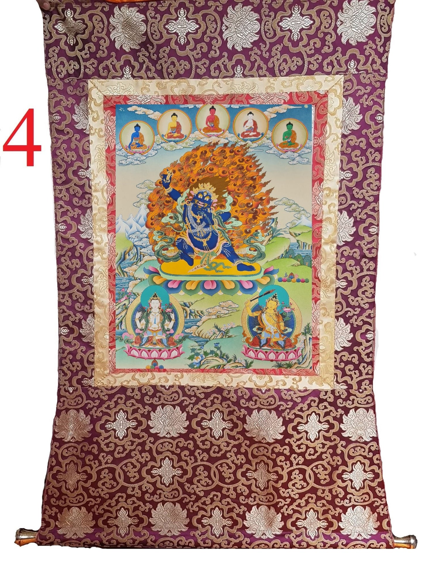 50. Vajrapani Thangka (Thanka). Free Brocade / Free Shipping.