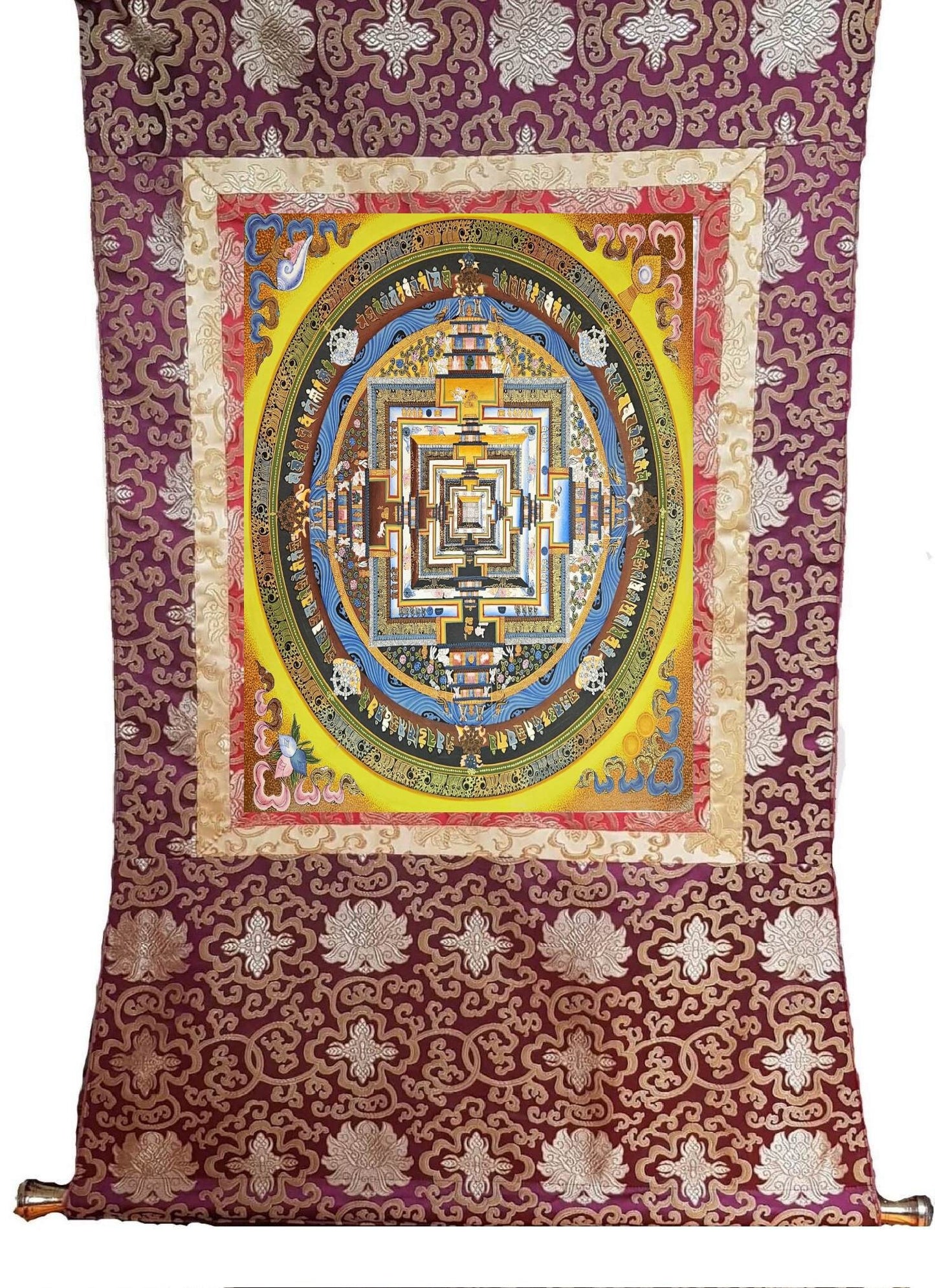 343. Kalachakra Mandala Thangka (Thanka). Free Brocade / Free Shipping.