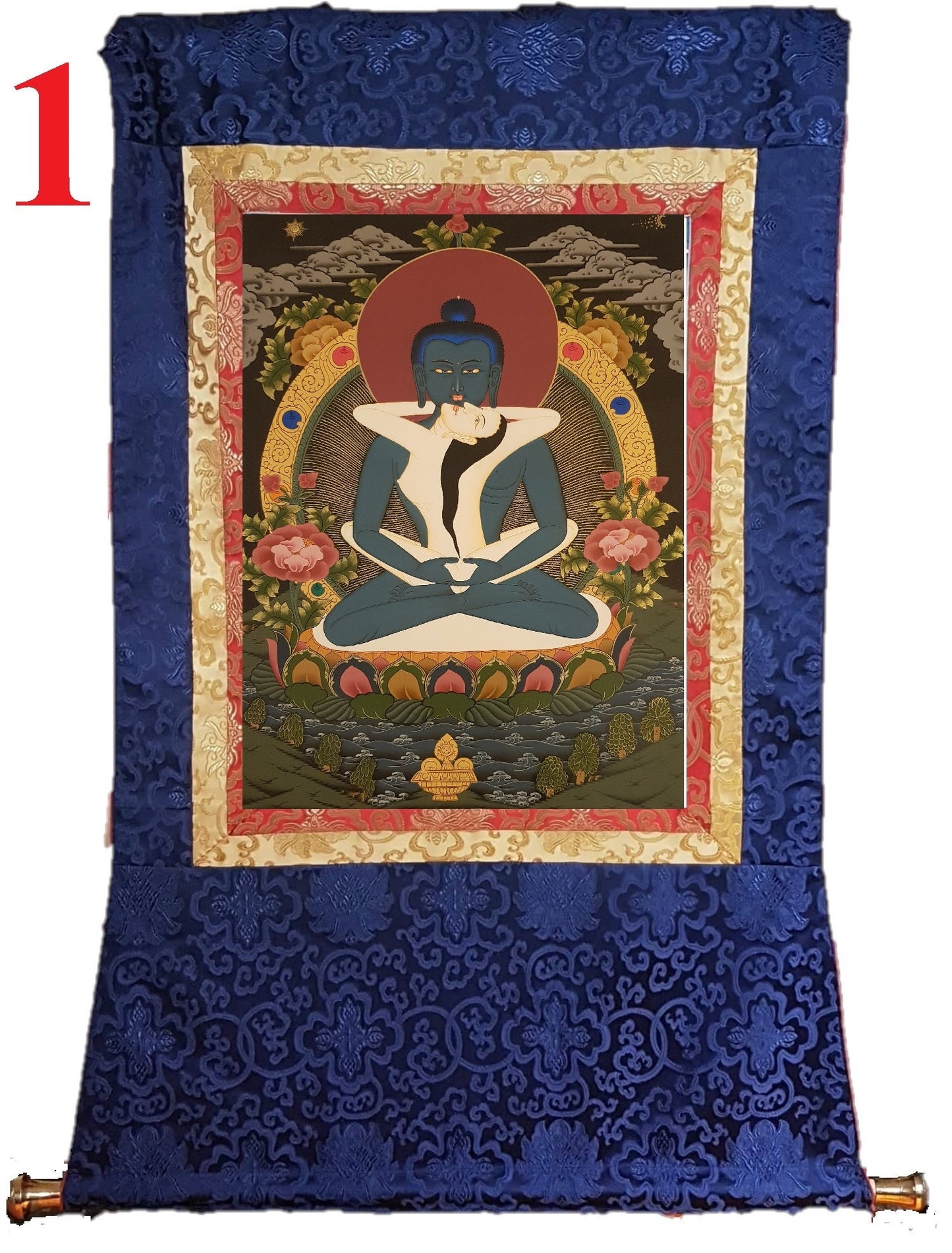 105. Samantabhadra Thangka (Thanka). Free Brocade / Free Shipping.