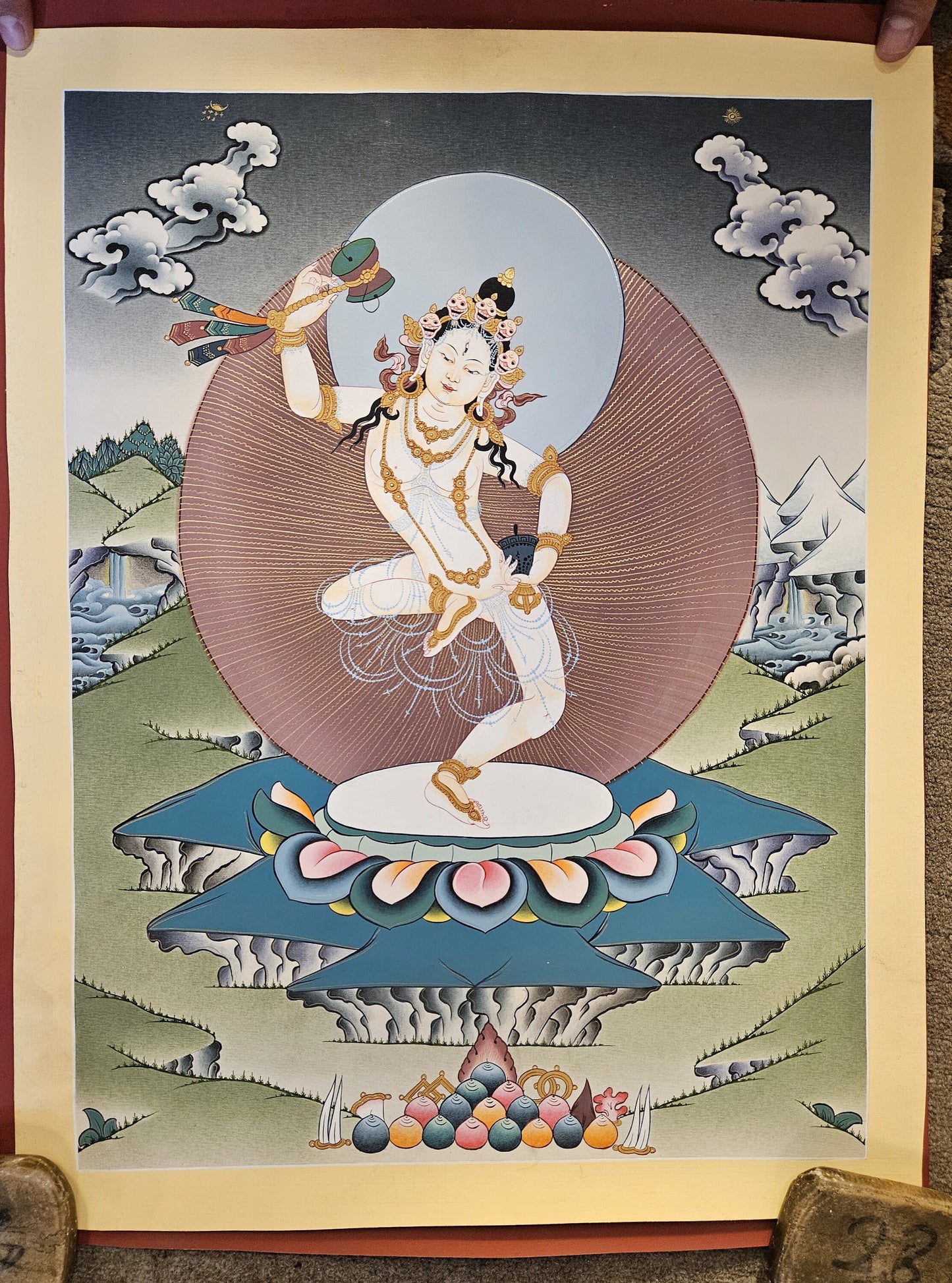 110. Machig Labdron for Chod Practice Thangka (Thanka). Free Brocade / Free Shipping.