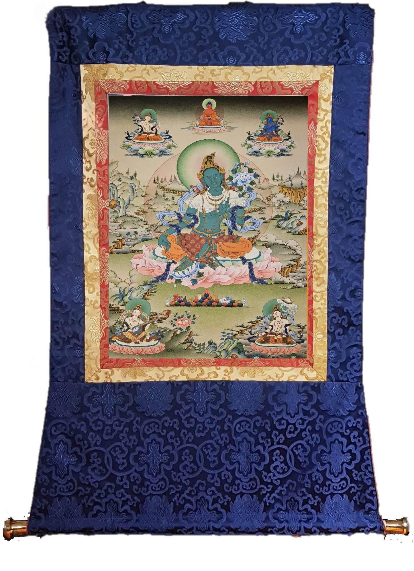 271. Karma Gadri Green Tara Thangka (Thanka). Free Brocade / Free Shipping.