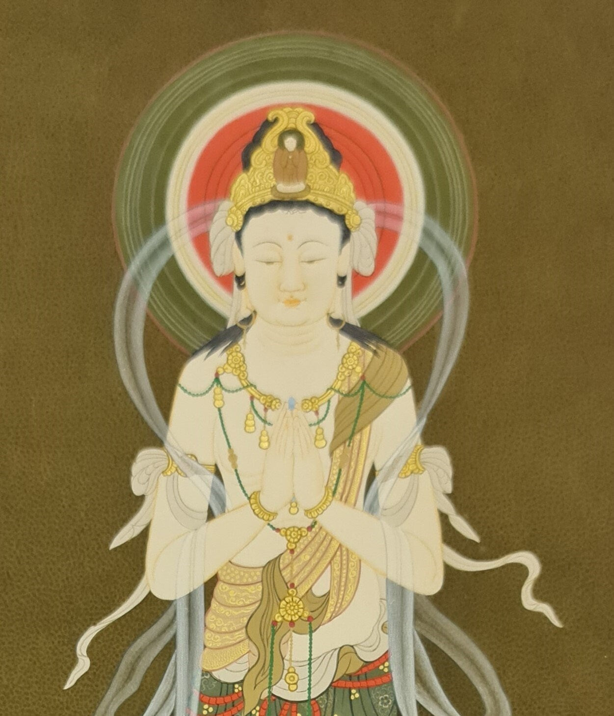 290. Japanese Style Guanyin (Quan Yin) Avalokitesvara Chenrezig Thangka (Thanka). Free Brocade / Free Shipping.