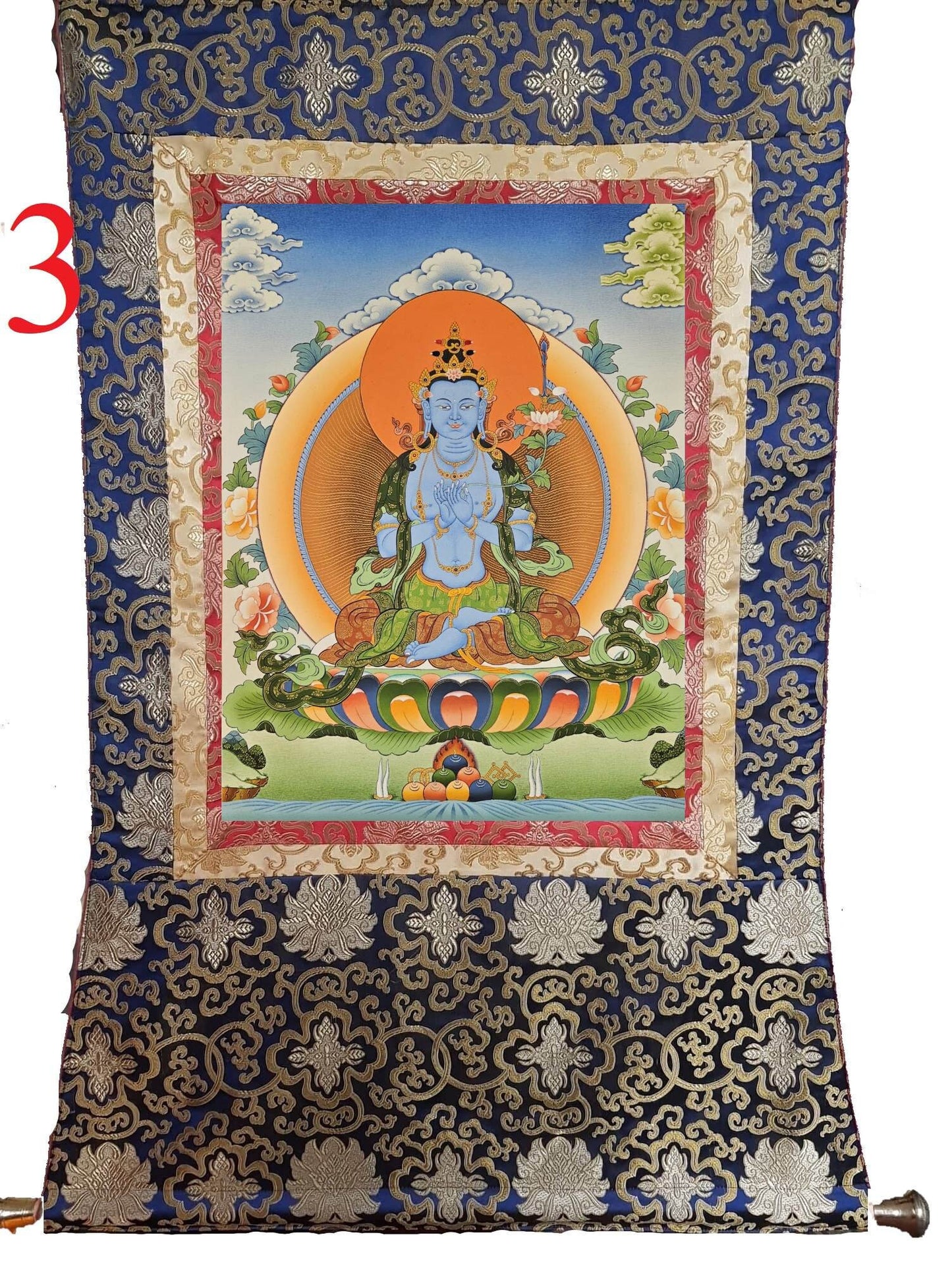 243. Akasagarbha Namkhai Nyingpo Thangka (Thanka). Free Brocade / Free Shipping.