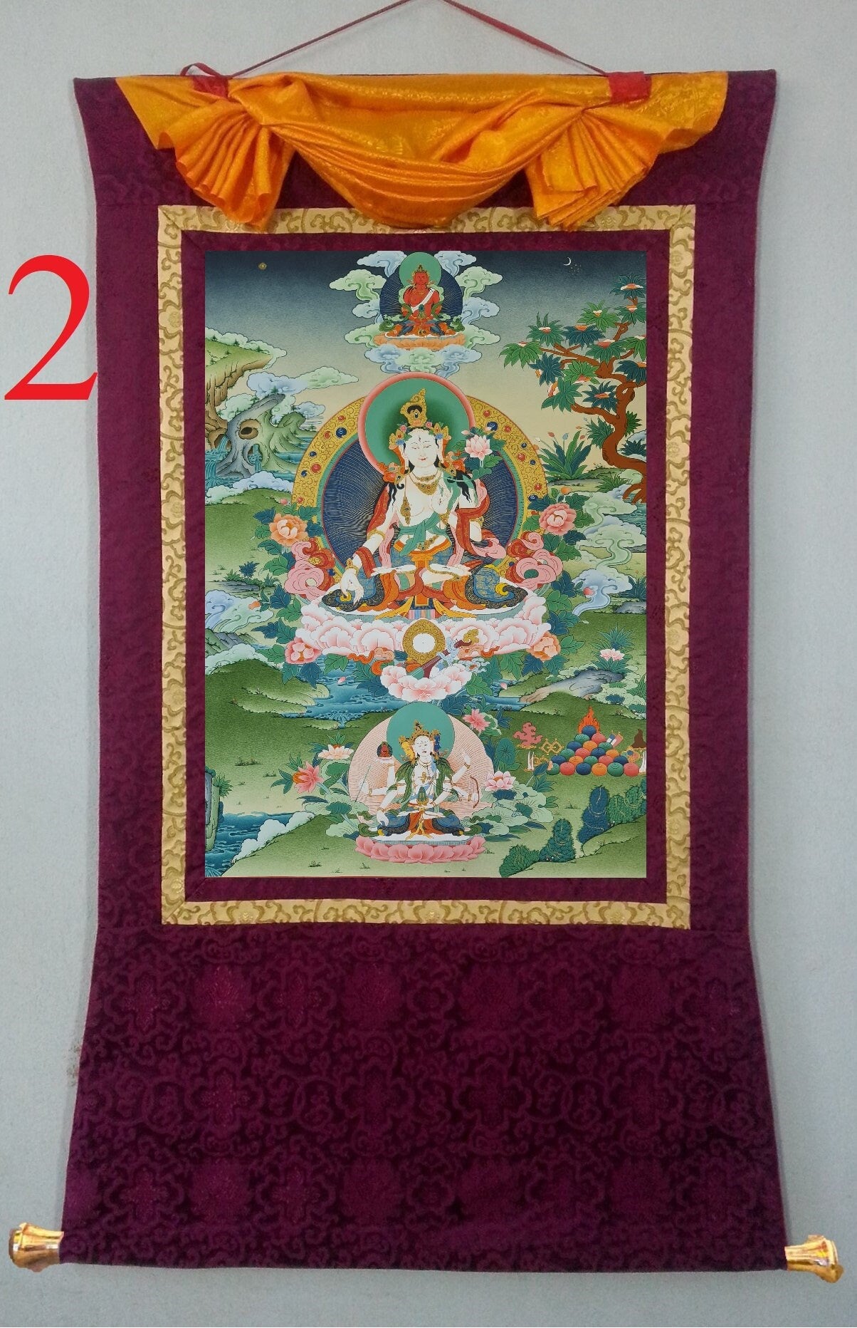 187. White Tara Thangka (Thanka). Free Brocade / Free Shipping.