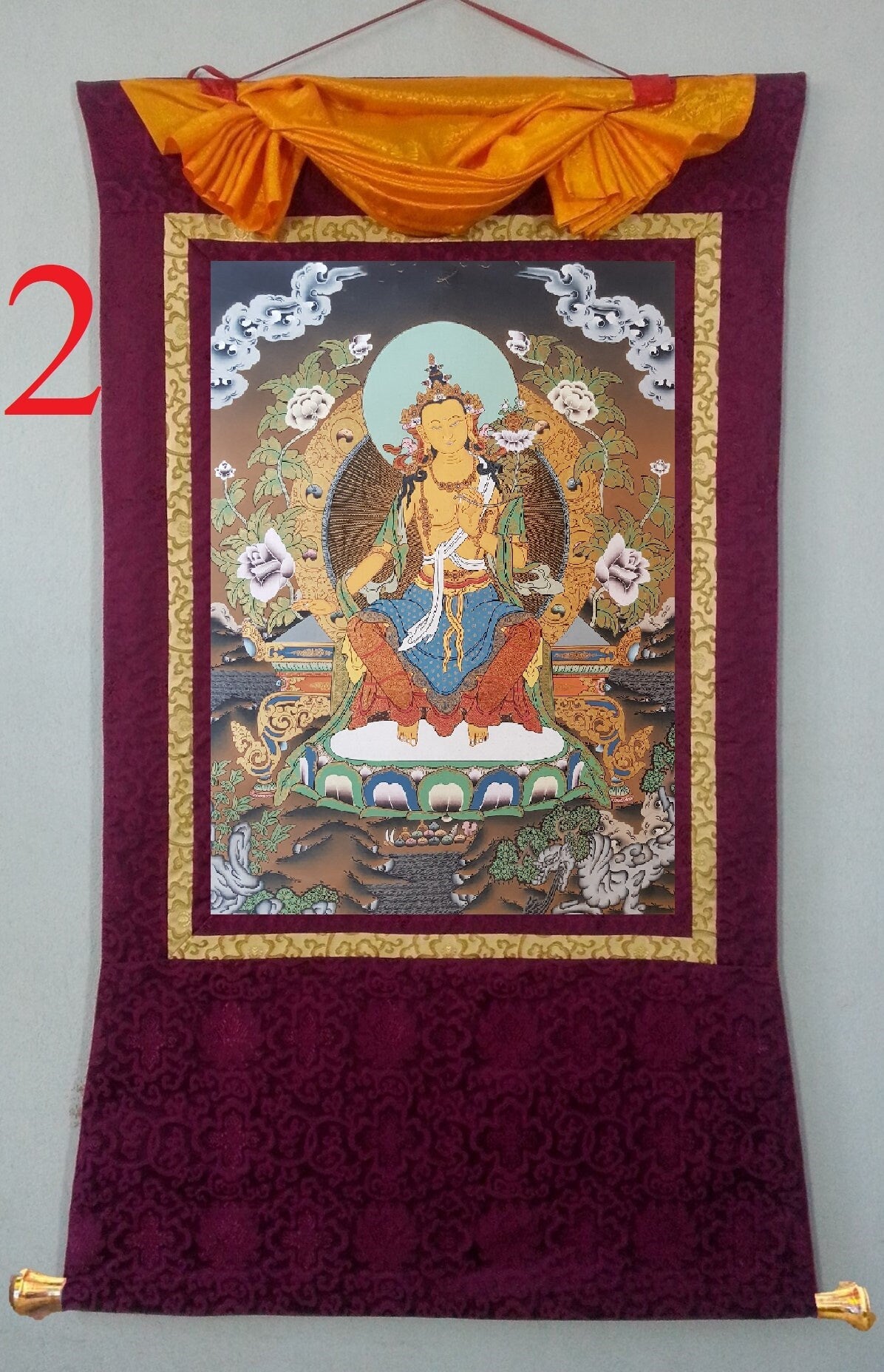 138. Maitreya (Metteyya) Buddha Thangka (Thanka). Free Brocade / Free Shipping.