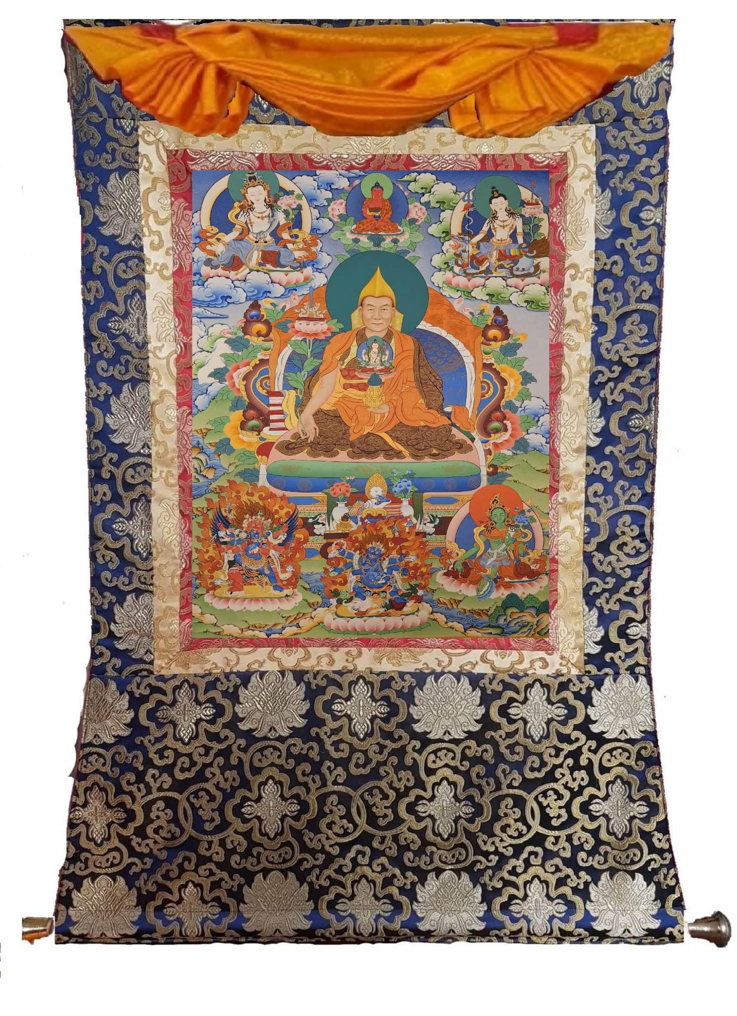 14th Dalai Lama Jetsun Jamphel Ngawang Lobsang Yeshe Tenzin Gyatso Gyalwa Rinpoche. Free Brocade / Free Shipping.