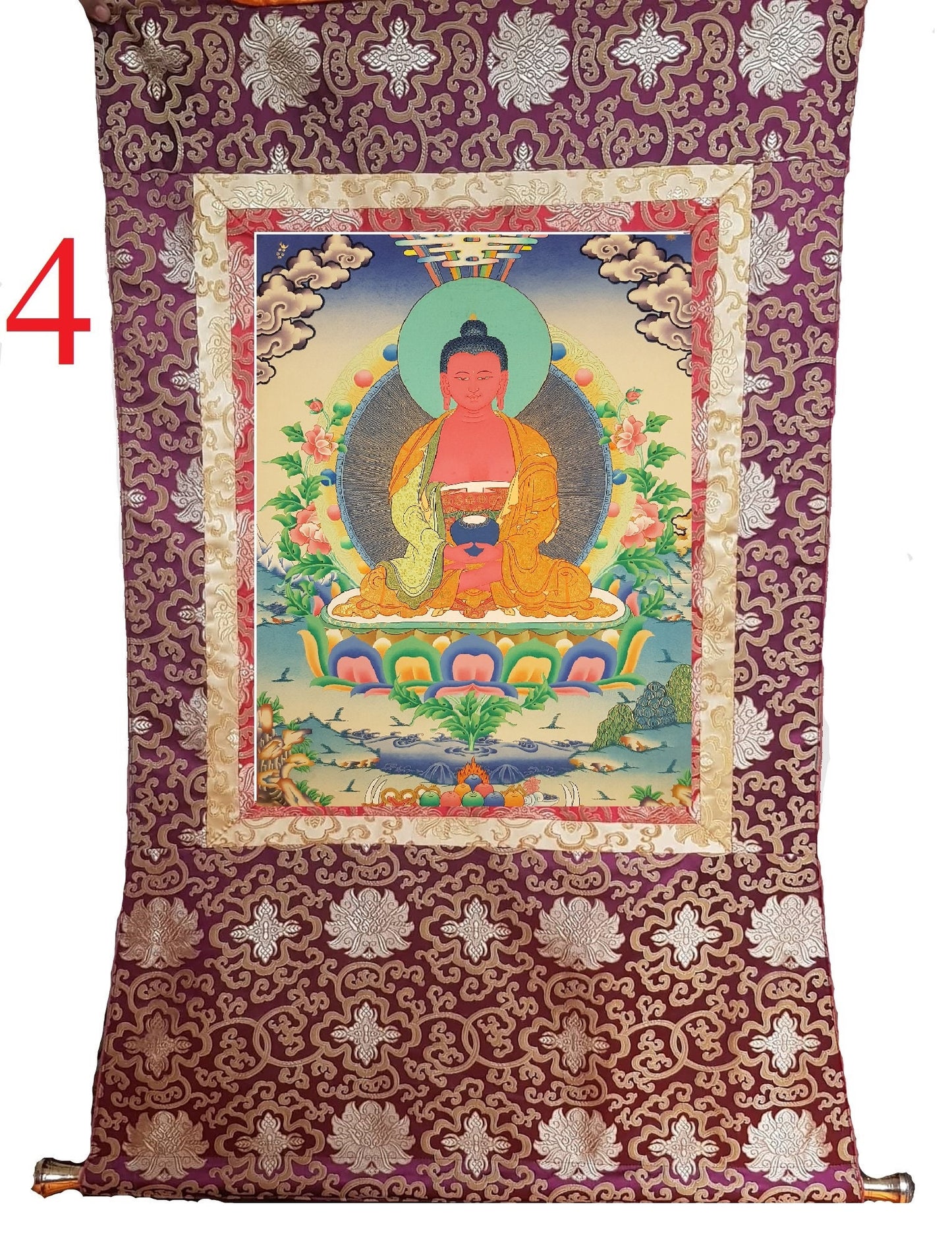 28. Amitabha Buddha Thangka (Thanka). Free Brocade / Free Shipping.