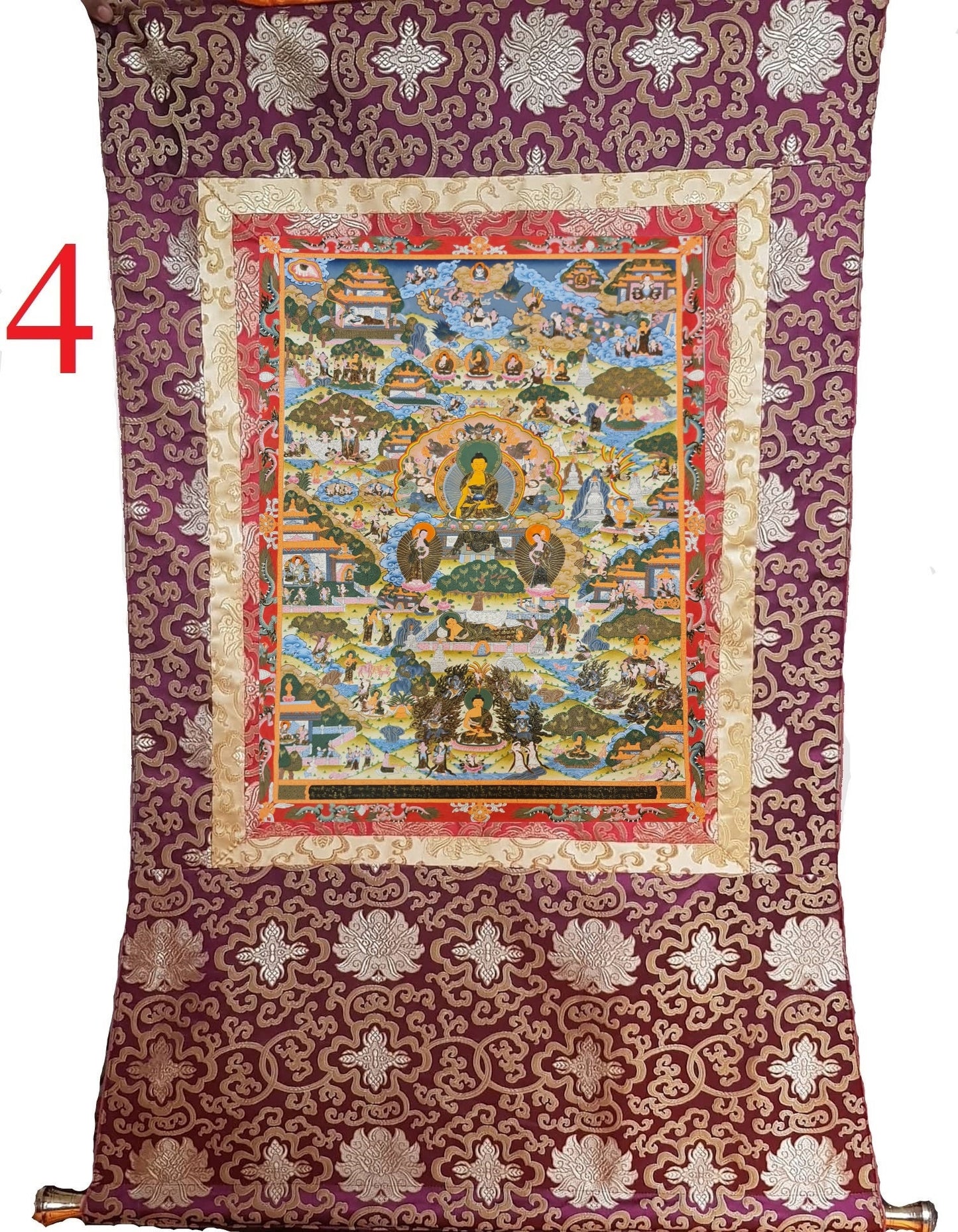 258. Buddha Life Story (Thanka) Thangka. Free Brocade / Free Shipping.