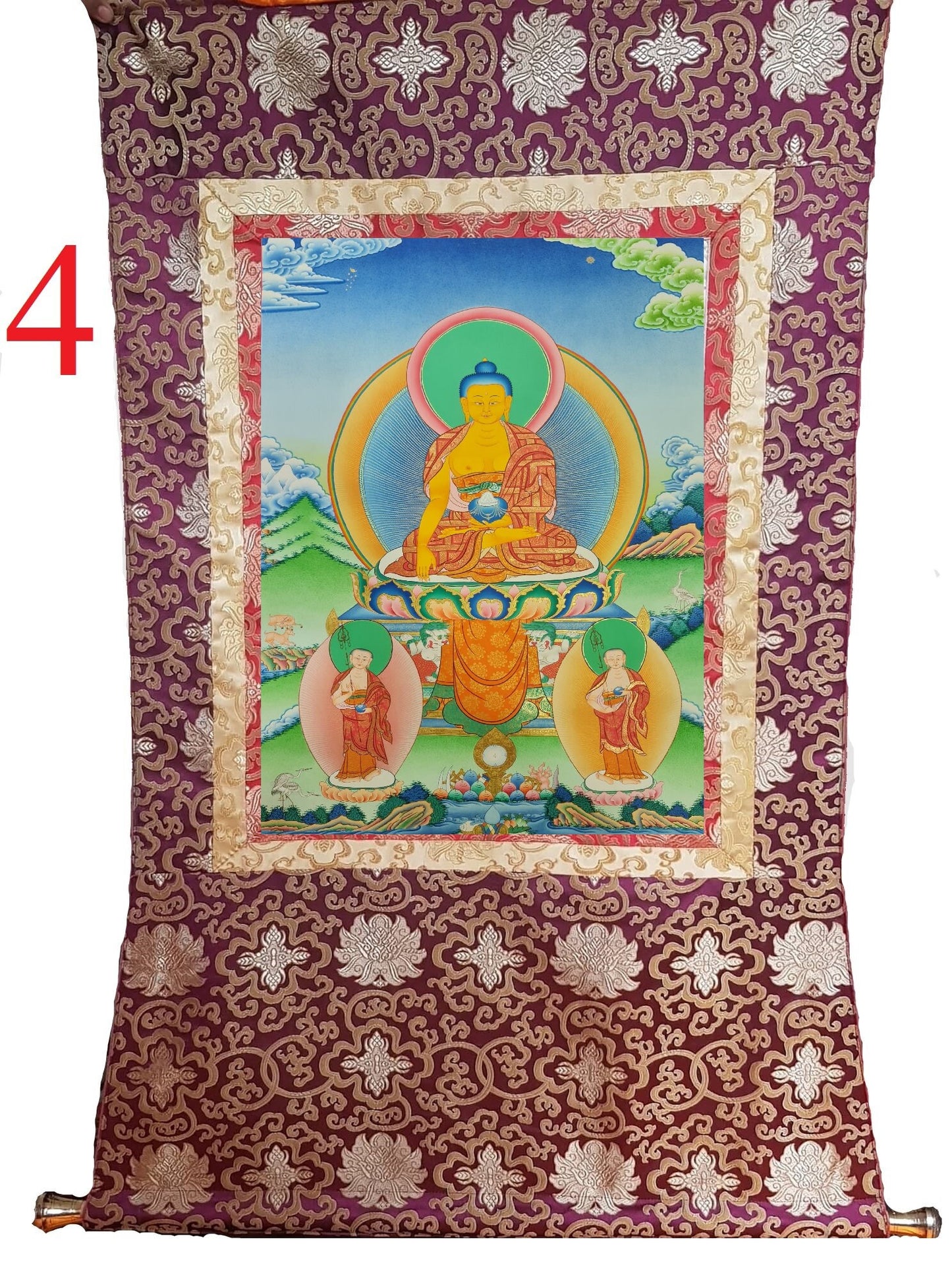 142. Shakyamuni Buddha Thangka (Thanka). Free Brocade / Free Shipping.