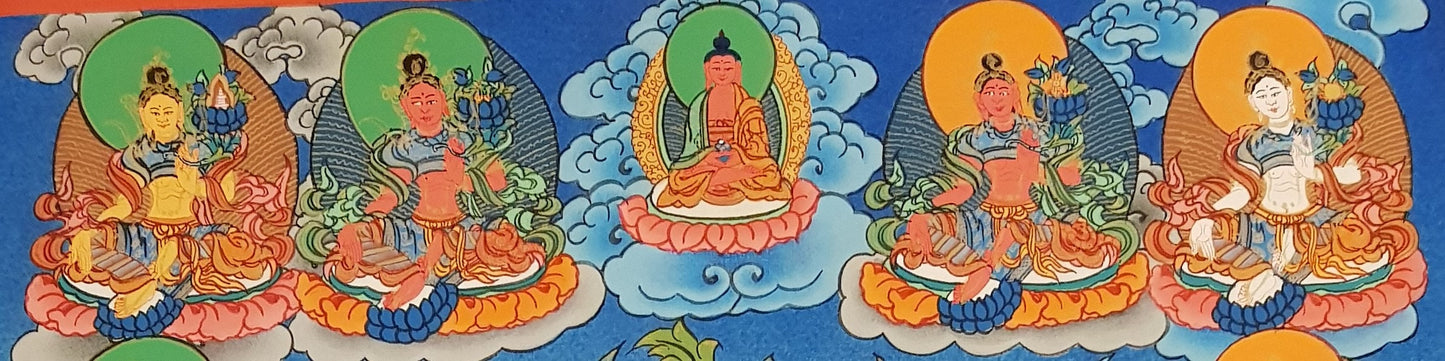 2. Green Tara with 21 other Tara Thangka (Thanka). Free Brocade / Free Shipping.