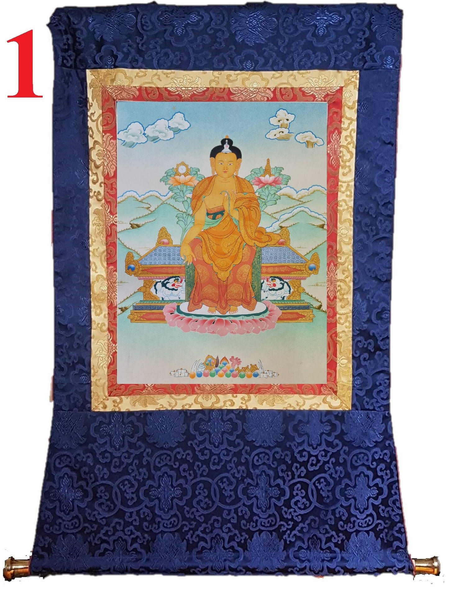 169. Maitreya (Metteyya) Buddha Thangka (Thanka). Free Brocade / Free Shipping.