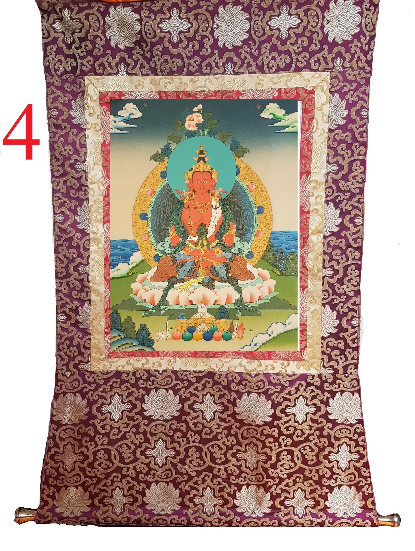 30. Amitayus Thangka (Thanka). Free Brocade / Free Shipping.