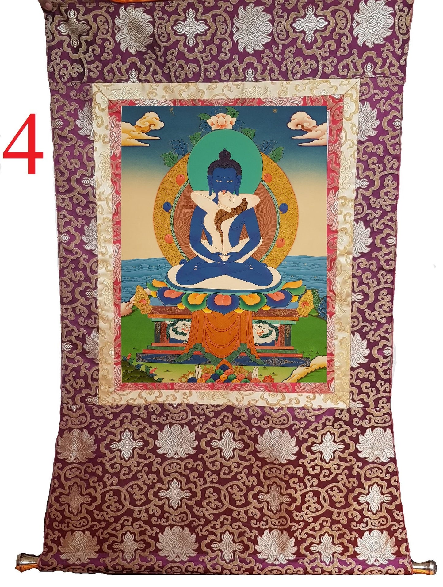 106. Samantabhadra Thangka (Thanka). Free Brocade / Free Shipping.
